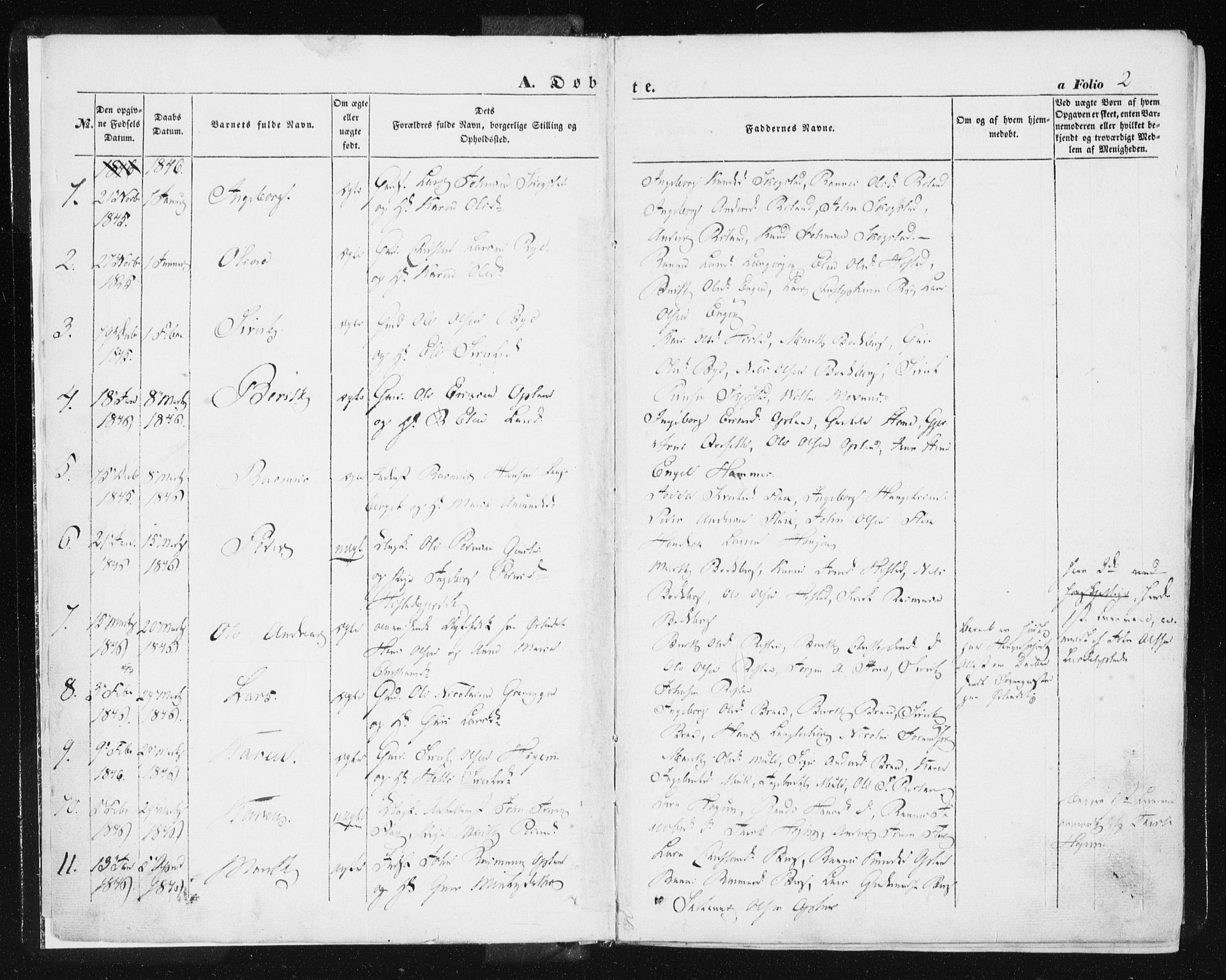 Ministerialprotokoller, klokkerbøker og fødselsregistre - Sør-Trøndelag, SAT/A-1456/612/L0376: Parish register (official) no. 612A08, 1846-1859, p. 2