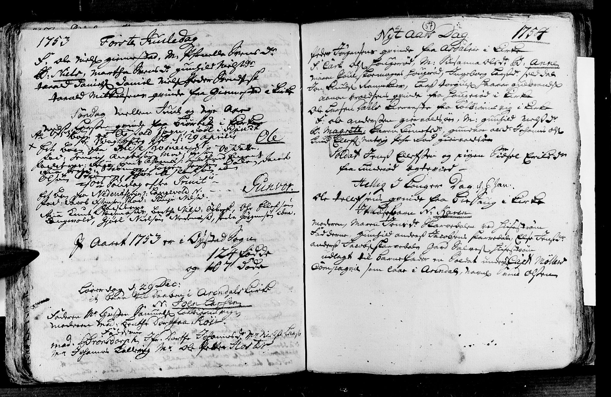 Øyestad sokneprestkontor, AV/SAK-1111-0049/F/Fa/L0005: Parish register (official) no. A 5, 1751-1757, p. 57