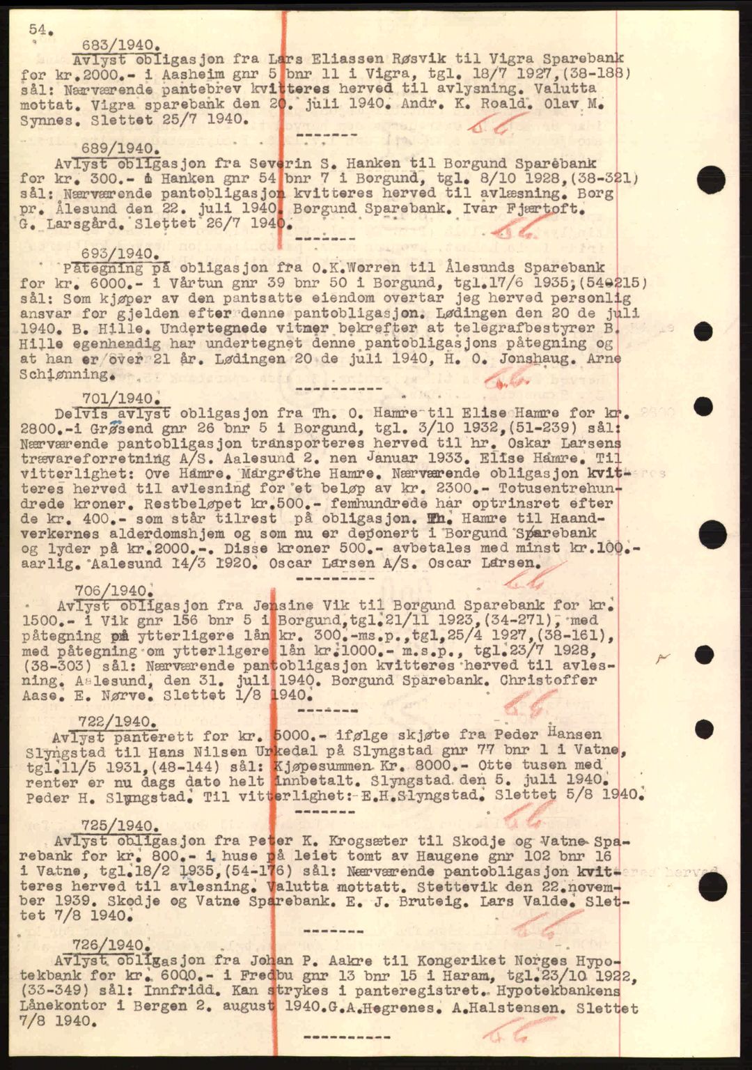 Nordre Sunnmøre sorenskriveri, SAT/A-0006/1/2/2C/2Ca: Mortgage book no. B1-6, 1938-1942, Diary no: : 683/1940