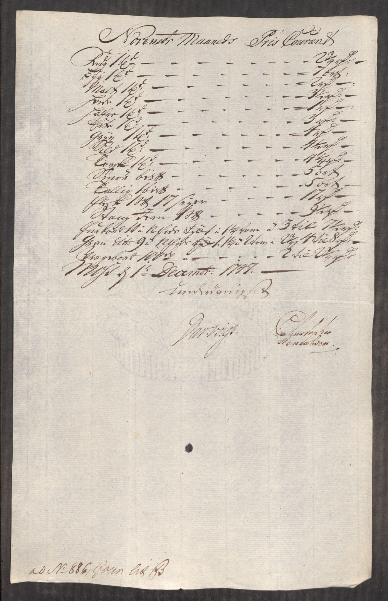 Rentekammeret inntil 1814, Realistisk ordnet avdeling, AV/RA-EA-4070/Oe/L0003: [Ø1]: Priskuranter, 1745-1748, p. 494