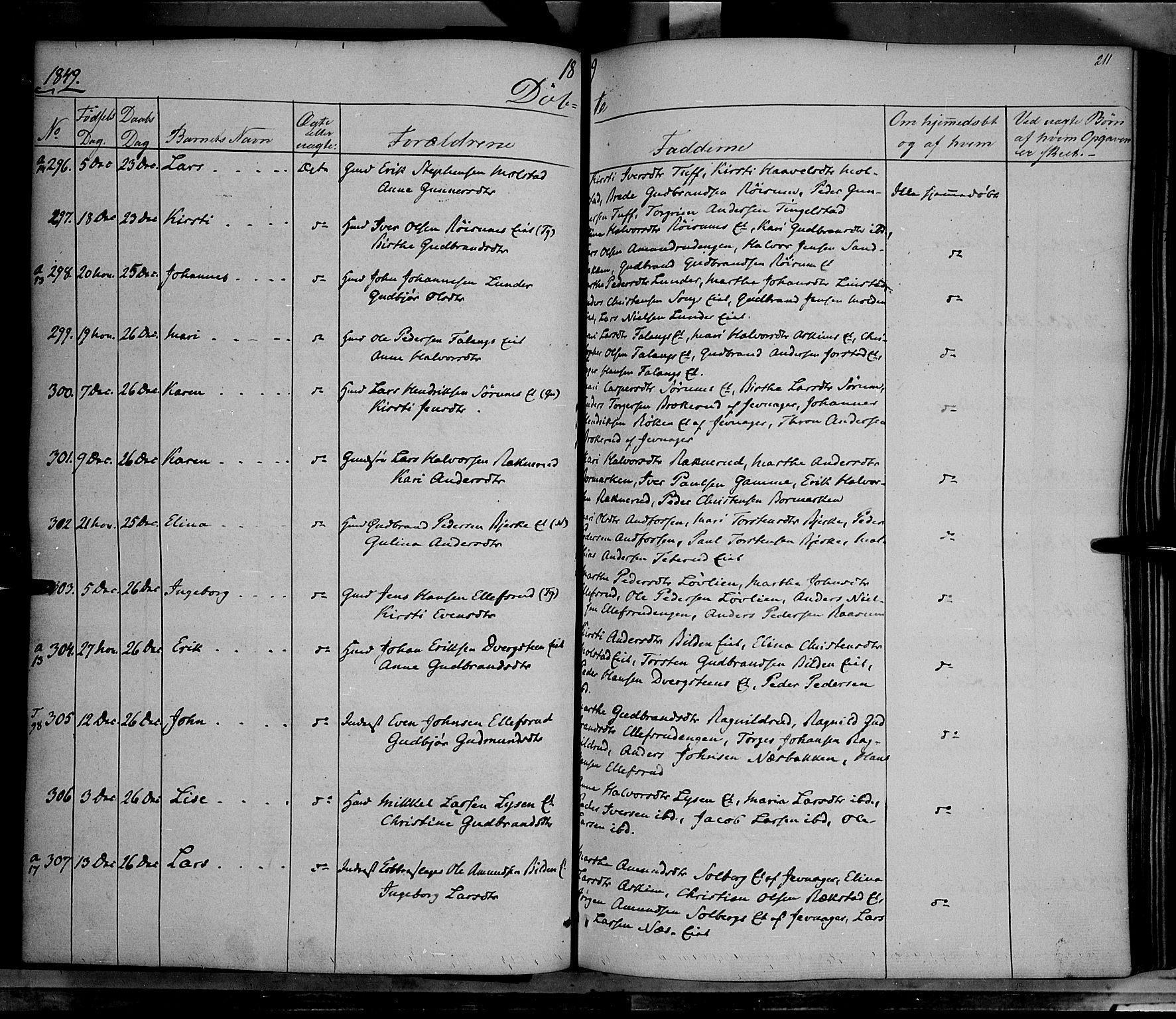 Gran prestekontor, AV/SAH-PREST-112/H/Ha/Haa/L0011: Parish register (official) no. 11, 1842-1856, p. 210-211