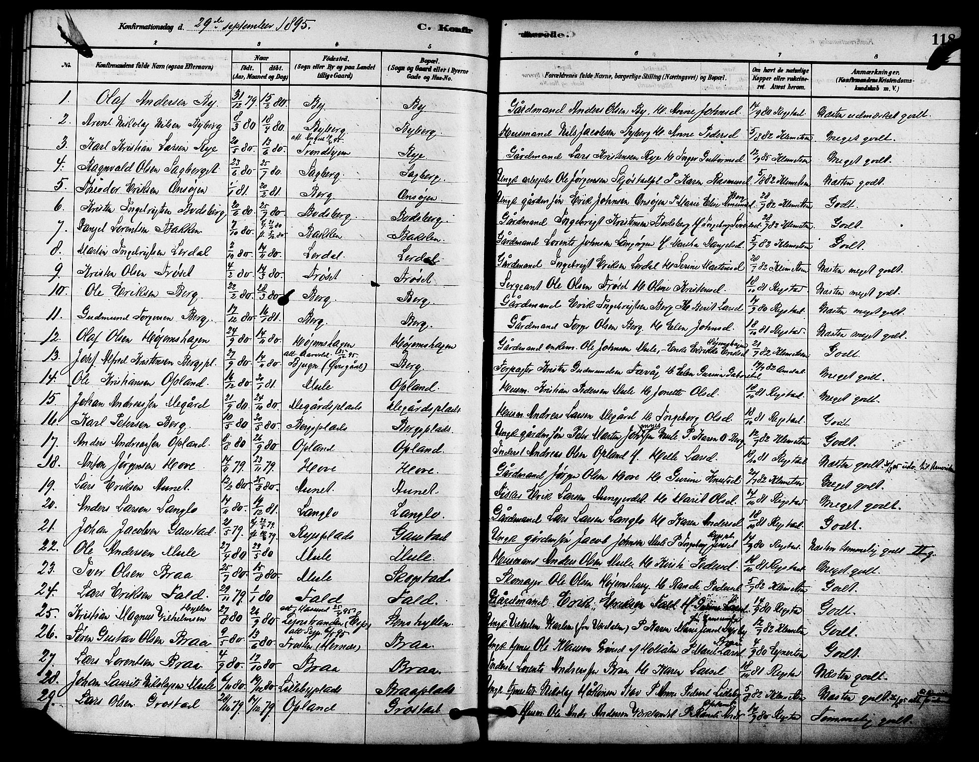 Ministerialprotokoller, klokkerbøker og fødselsregistre - Sør-Trøndelag, SAT/A-1456/612/L0378: Parish register (official) no. 612A10, 1878-1897, p. 118
