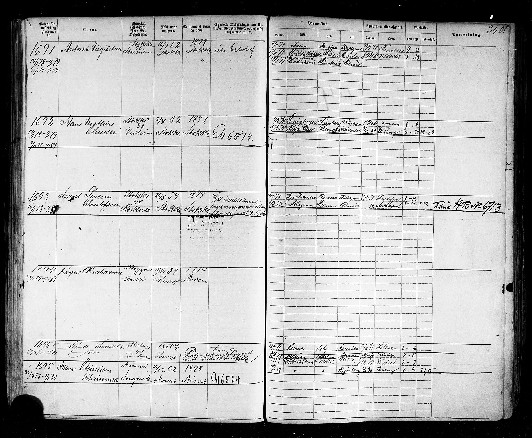 Tønsberg innrulleringskontor, SAKO/A-786/F/Fb/L0002: Annotasjonsrulle Patent nr. 1-2635, 1869-1877, p. 377