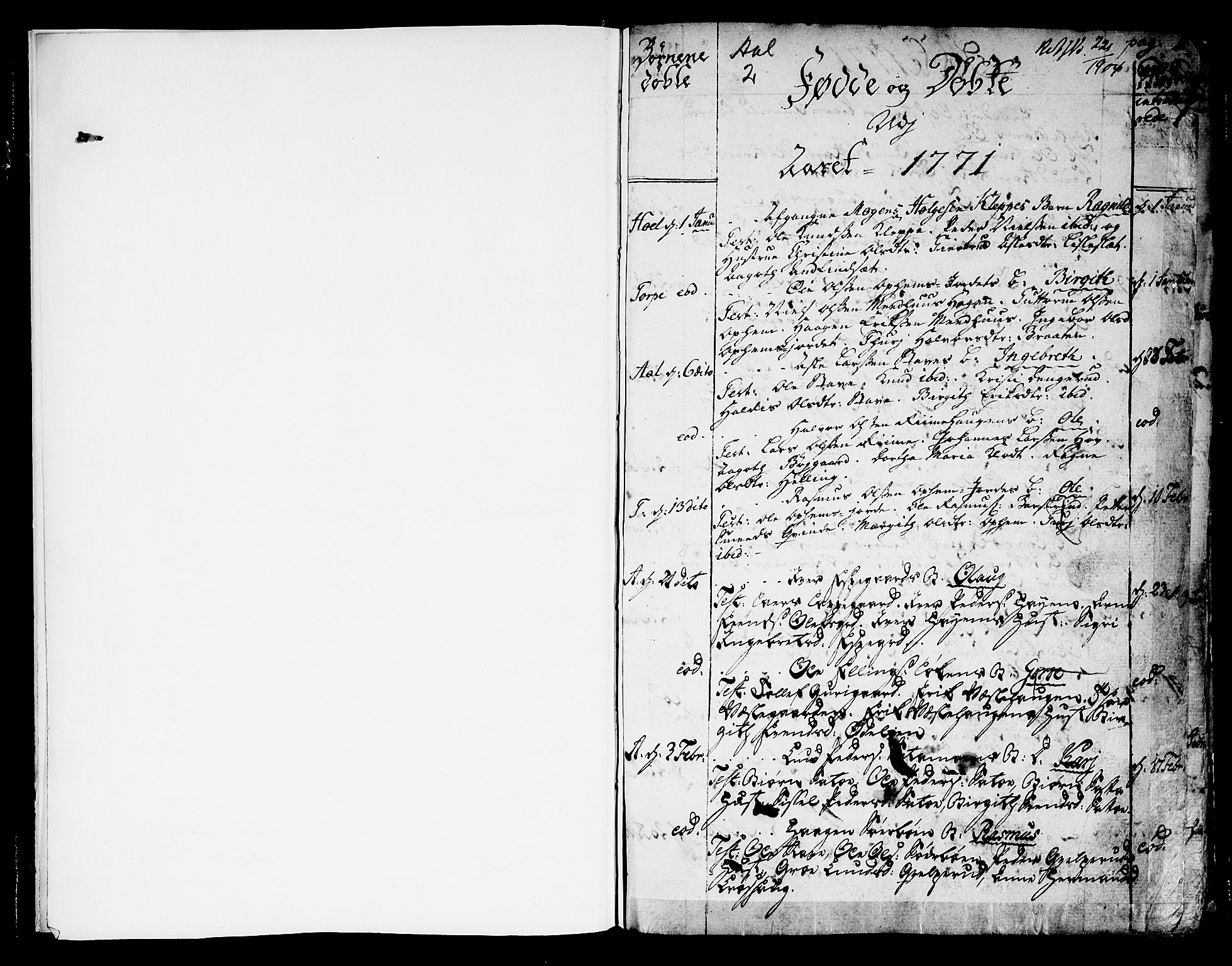 Ål kirkebøker, SAKO/A-249/F/Fa/L0002: Parish register (official) no. I 2, 1771-1806, p. 0-1