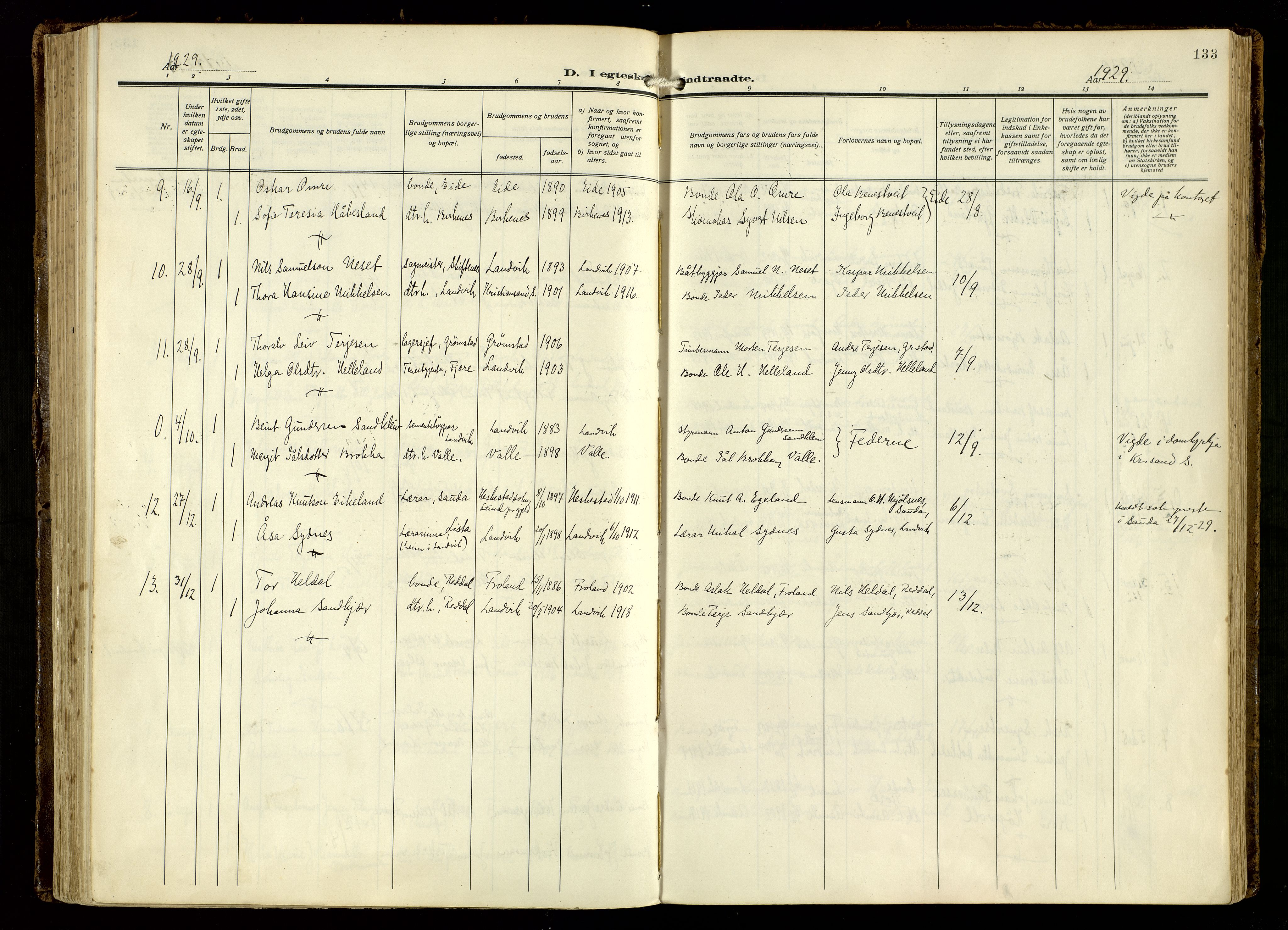 Hommedal sokneprestkontor, AV/SAK-1111-0023/F/Fa/Fab/L0008: Parish register (official) no. A 8, 1925-1956, p. 133