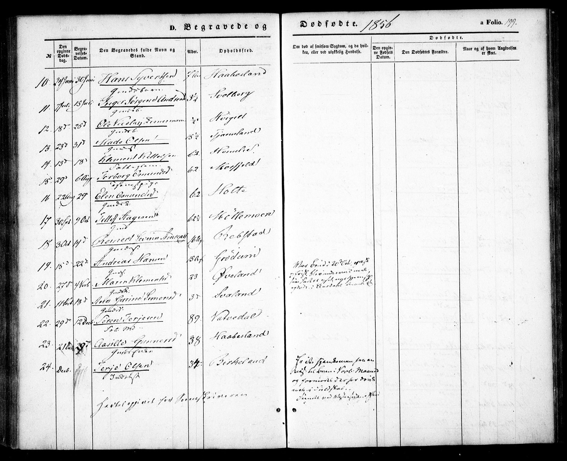 Birkenes sokneprestkontor, SAK/1111-0004/F/Fa/L0003: Parish register (official) no. A 3, 1850-1866, p. 199