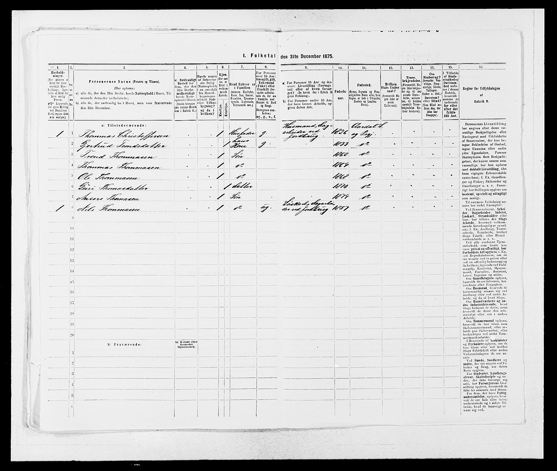 SAB, 1875 census for 1424P Årdal, 1875, p. 392