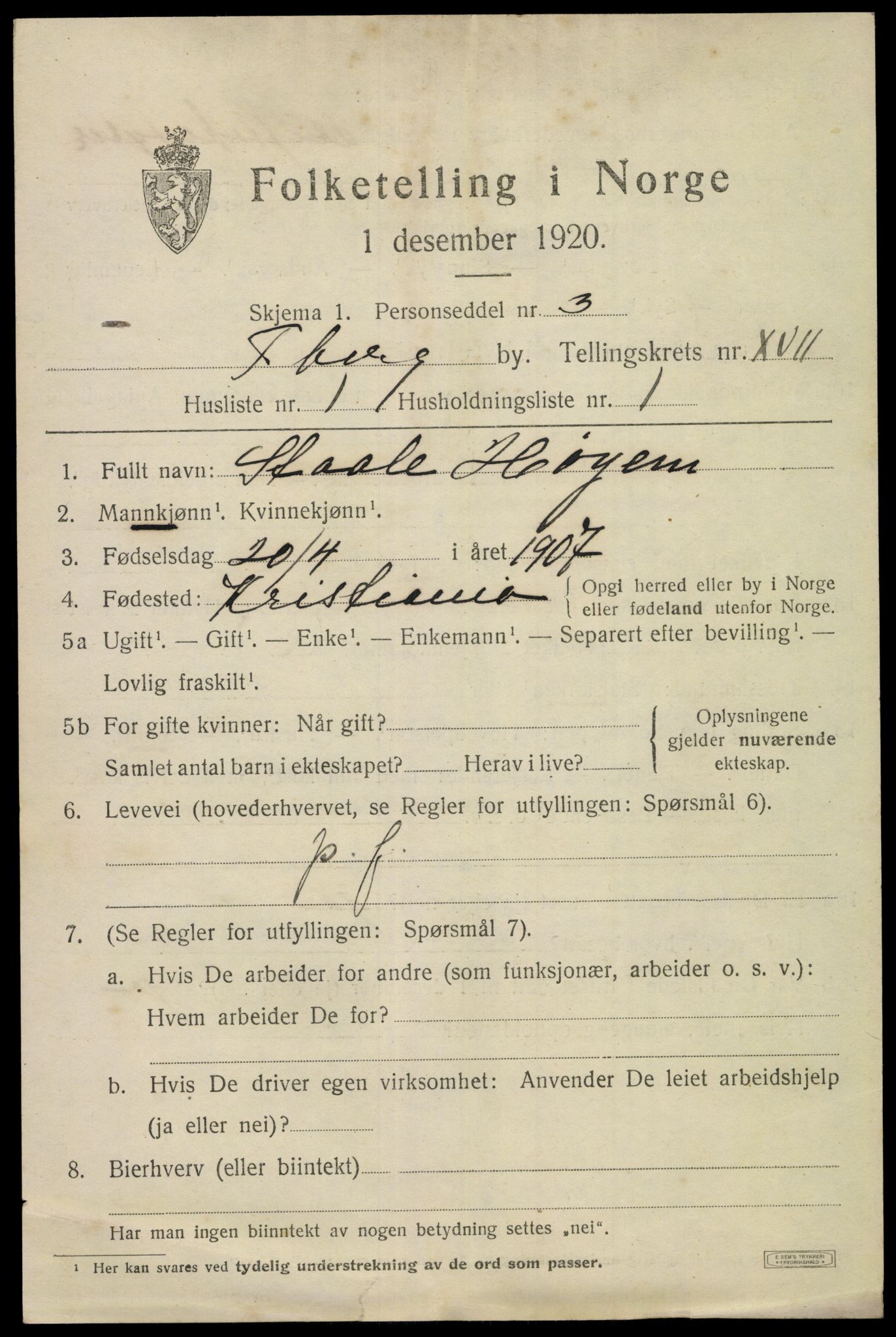 SAKO, 1920 census for Tønsberg, 1920, p. 25735