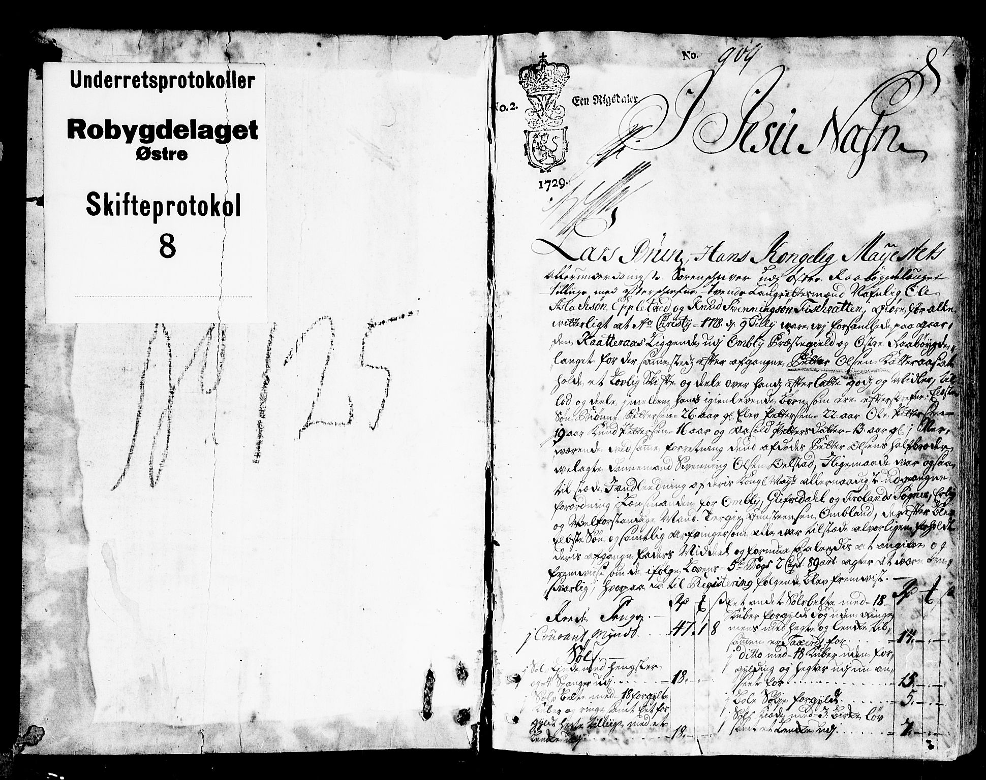 Østre Råbyggelag sorenskriveri, SAK/1221-0016/H/Hc/L0008: Skifteprotokoll nr 8 med register, 1728-1733, p. 0b-1a