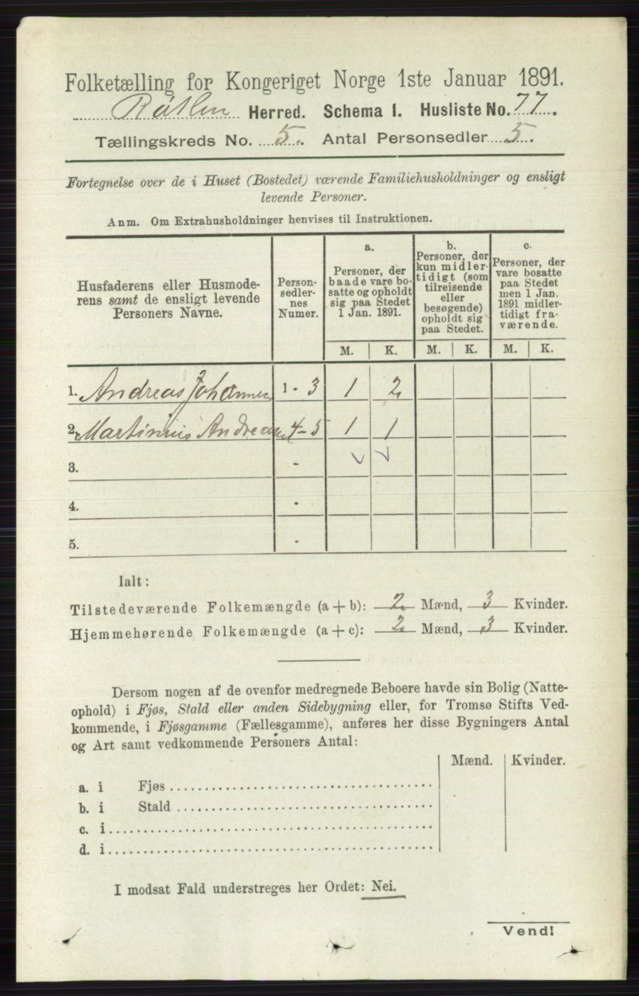 RA, 1891 census for 0627 Røyken, 1891, p. 2841