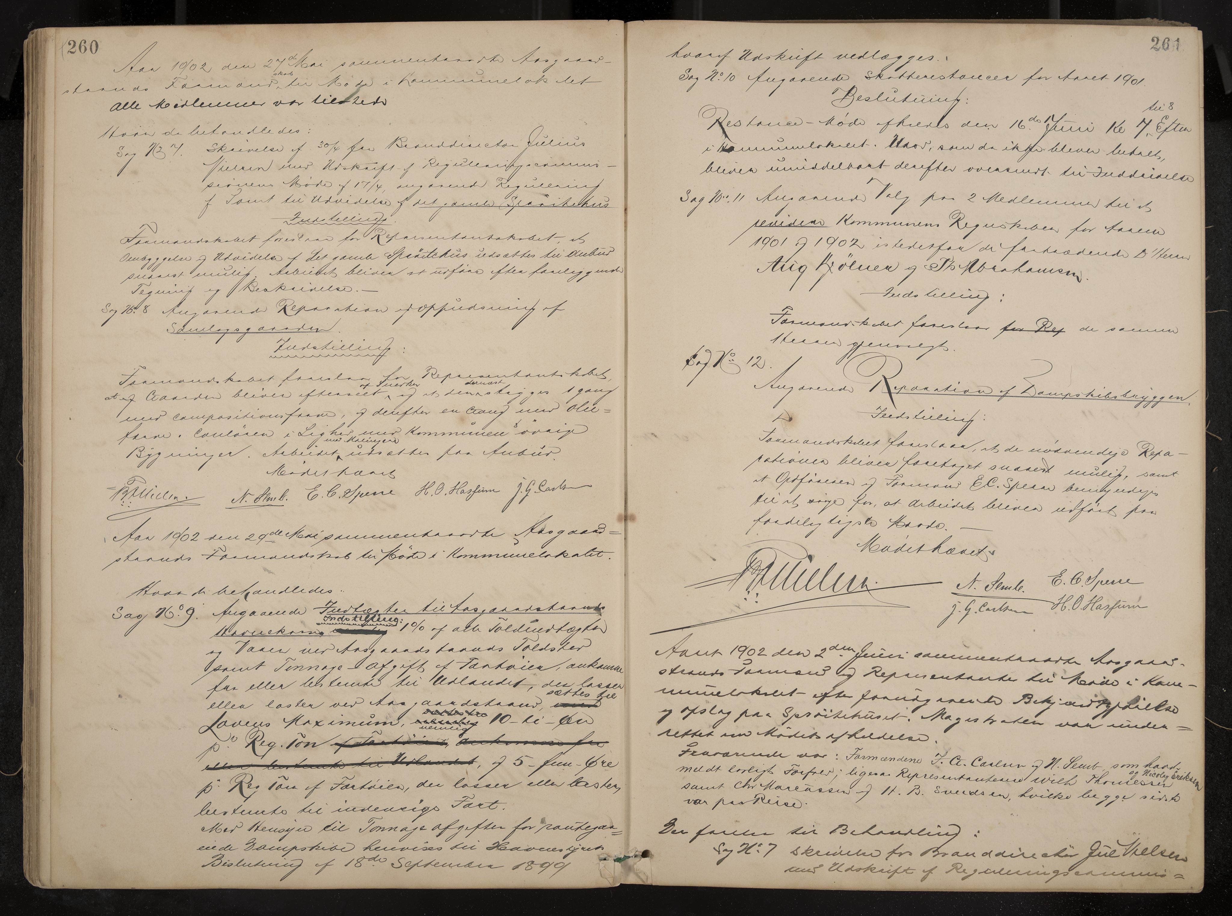 Åsgårdstrand formannskap og sentraladministrasjon, IKAK/0704021/A/L0003: Møtebok med register, 1890-1908, p. 260-261