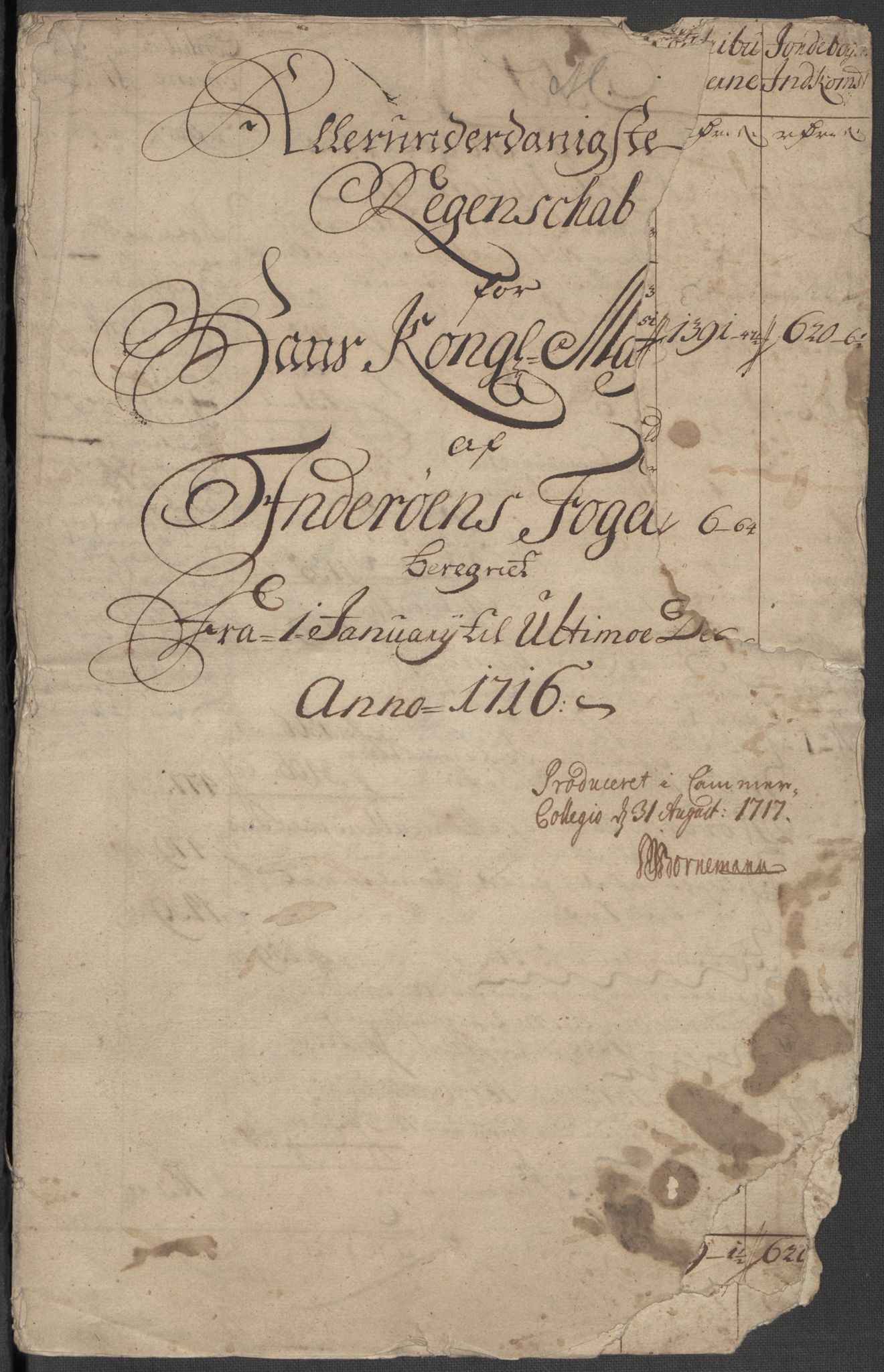 Rentekammeret inntil 1814, Reviderte regnskaper, Fogderegnskap, RA/EA-4092/R63/L4324: Fogderegnskap Inderøy, 1716, p. 3