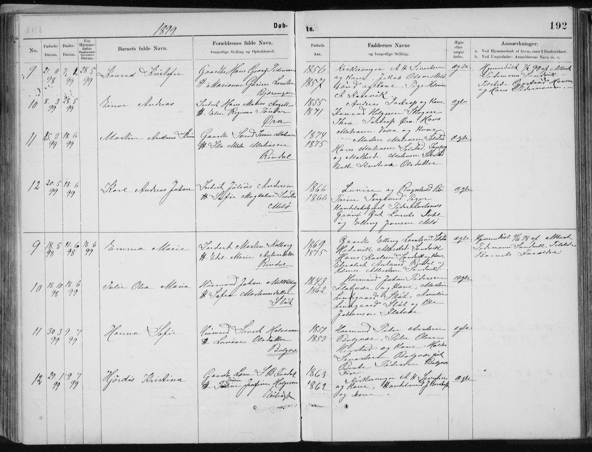 Ministerialprotokoller, klokkerbøker og fødselsregistre - Nordland, SAT/A-1459/843/L0636: Parish register (copy) no. 843C05, 1884-1909, p. 192