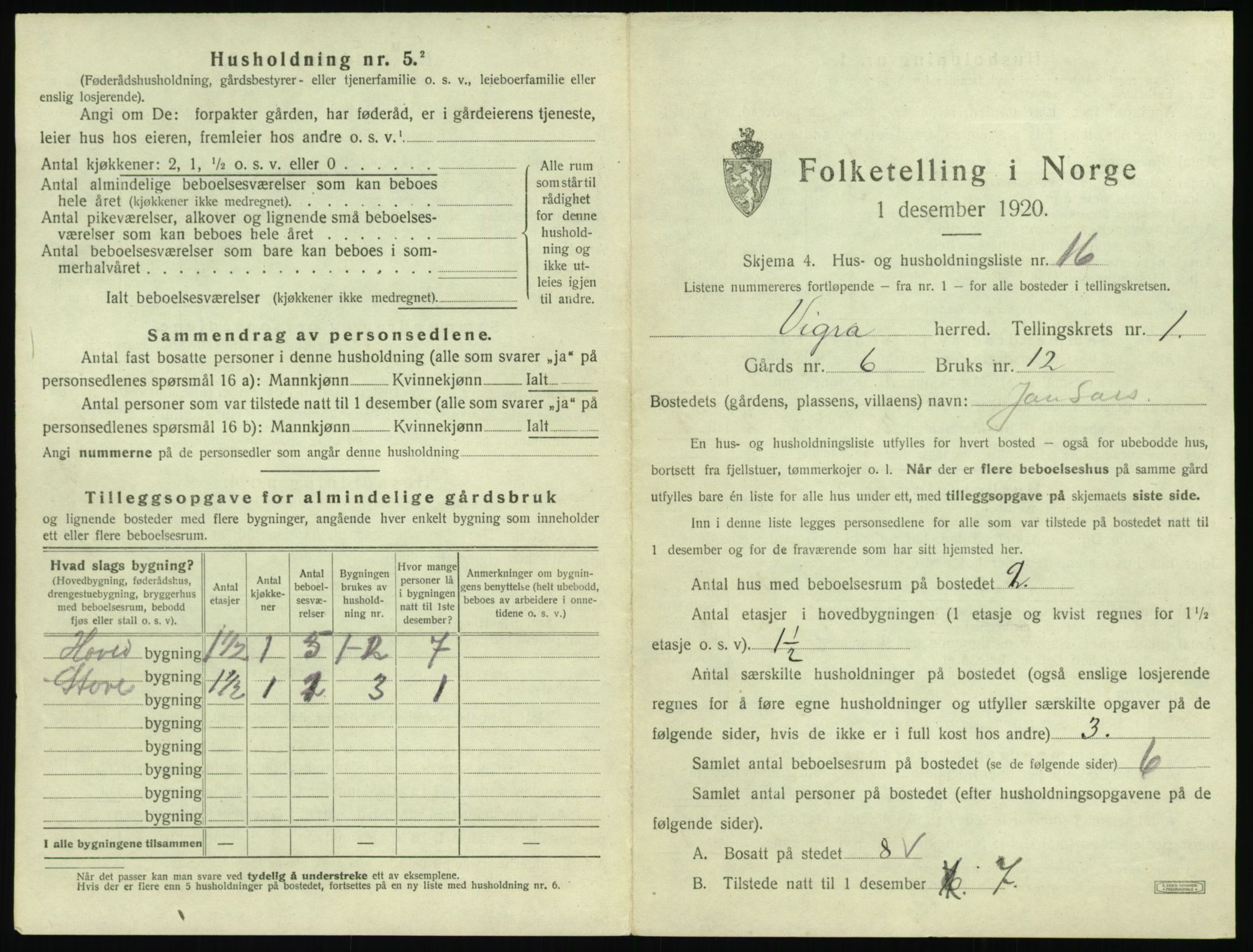 SAT, 1920 census for Vigra, 1920, p. 52