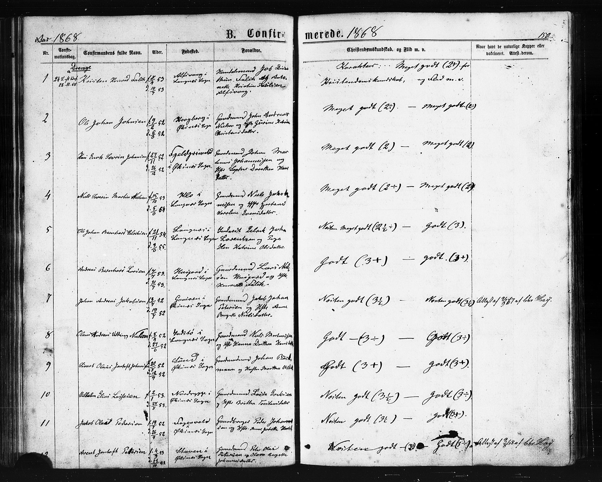 Ministerialprotokoller, klokkerbøker og fødselsregistre - Nordland, SAT/A-1459/893/L1334: Parish register (official) no. 893A07, 1867-1877, p. 150