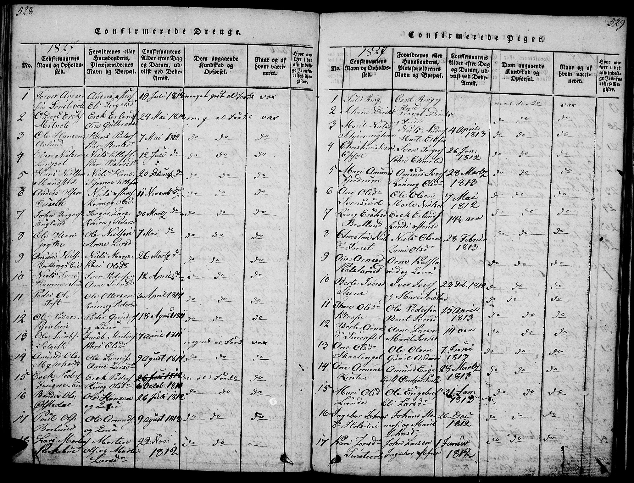 Gausdal prestekontor, SAH/PREST-090/H/Ha/Haa/L0005: Parish register (official) no. 5, 1817-1829, p. 528-529