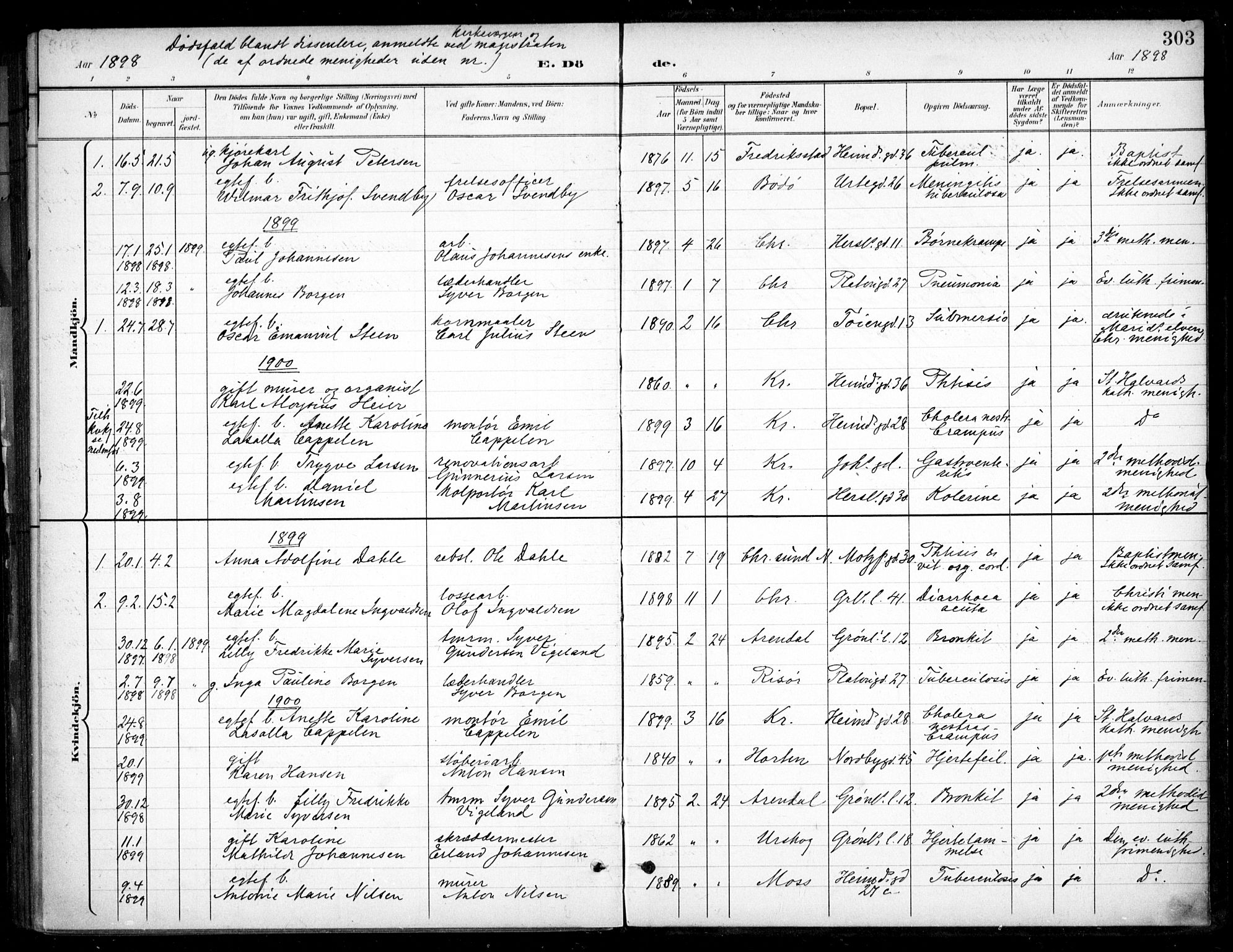 Grønland prestekontor Kirkebøker, SAO/A-10848/F/Fa/L0016: Parish register (official) no. 16, 1898-1918, p. 303