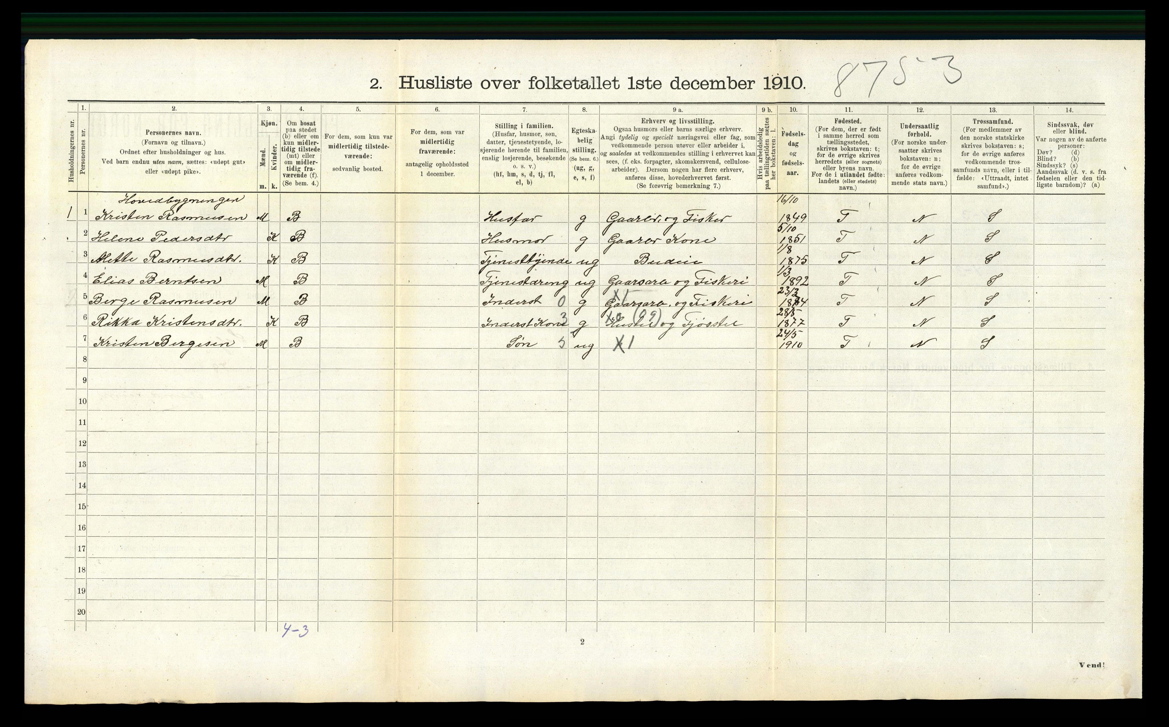 RA, 1910 census for Selje, 1910, p. 925