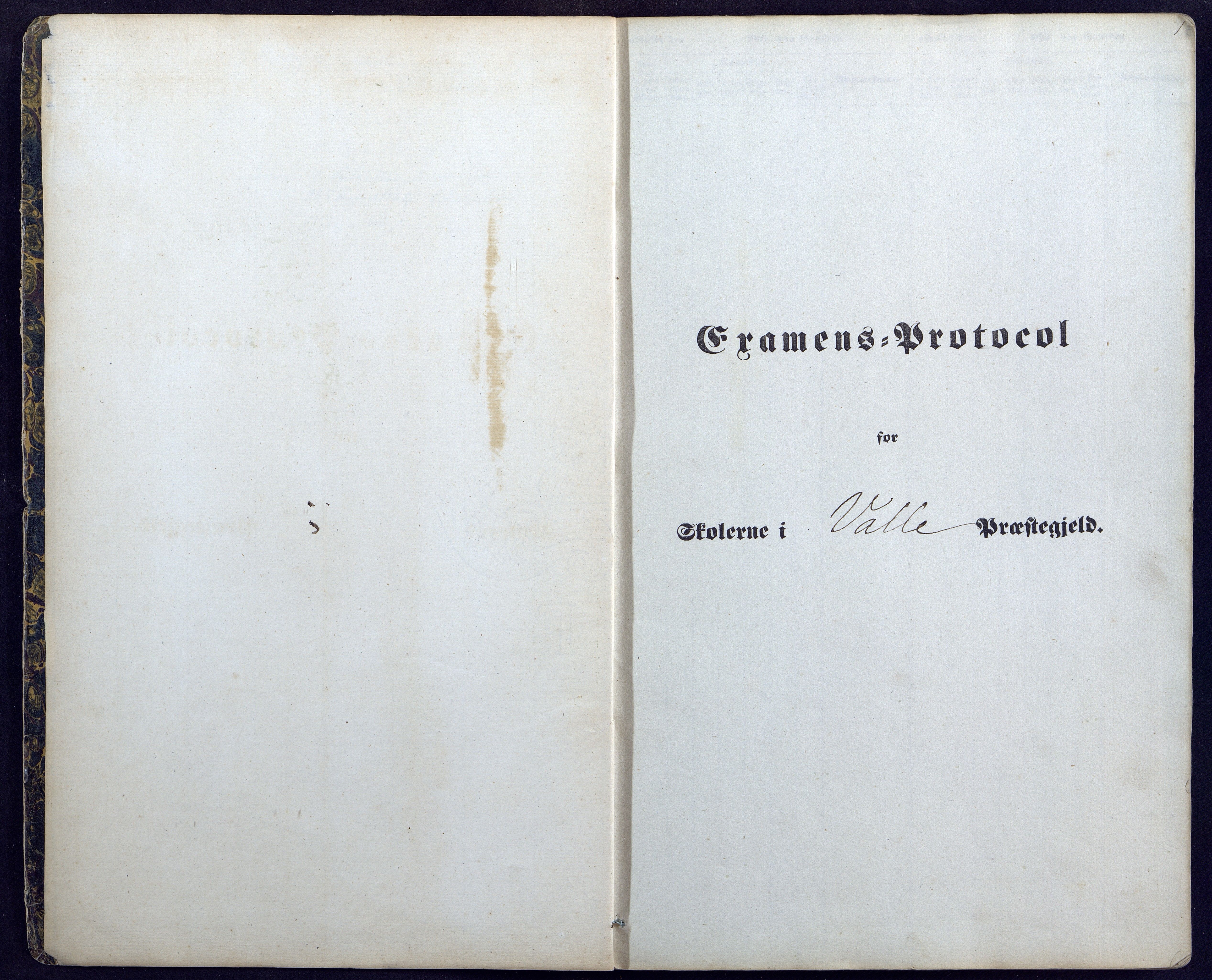 Valle kommune, AAKS/KA0940-PK/03/L0044: Skoleeksamensprotokoll for Valle, 1857-1867, p. 1