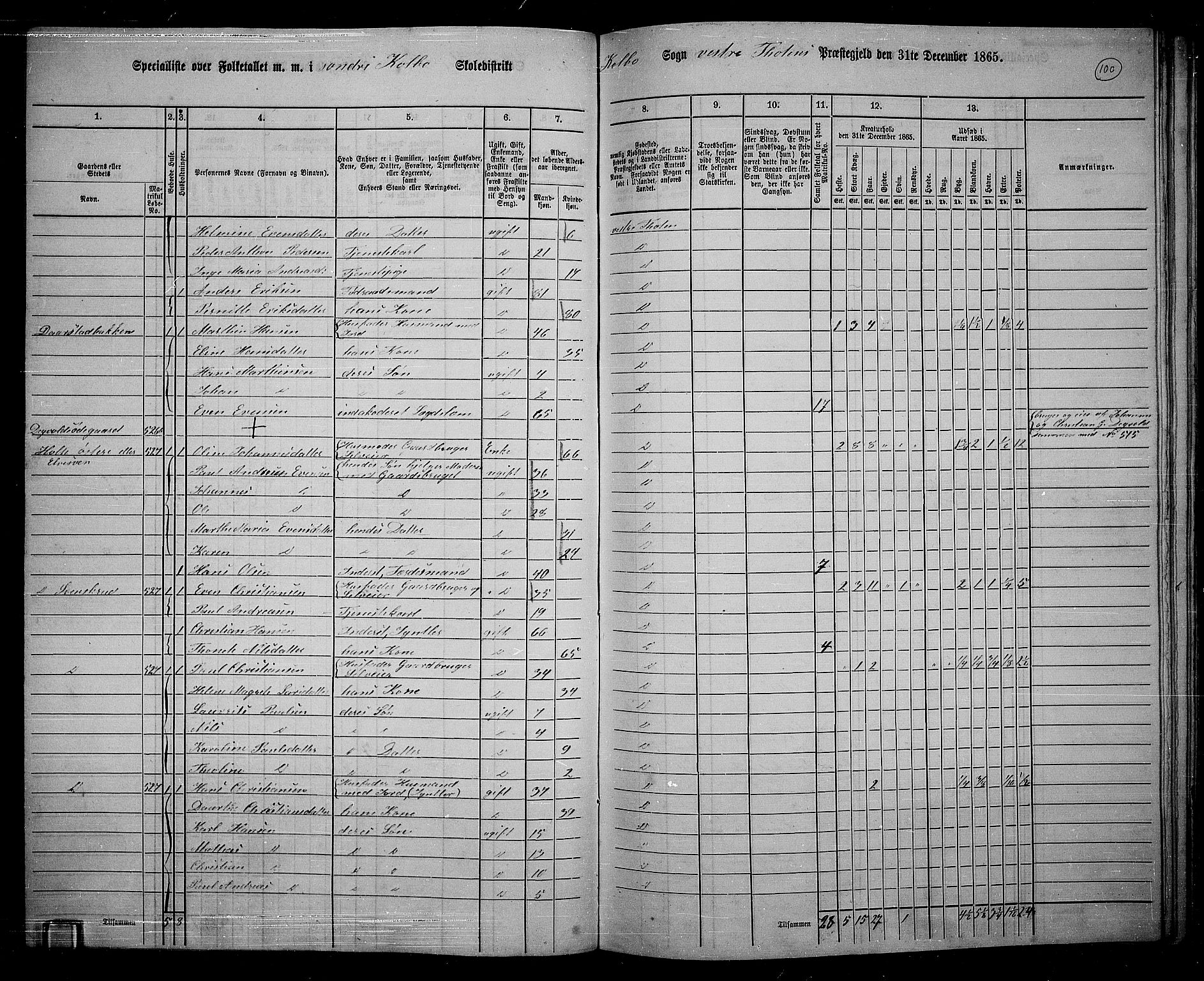 RA, 1865 census for Vestre Toten, 1865, p. 254