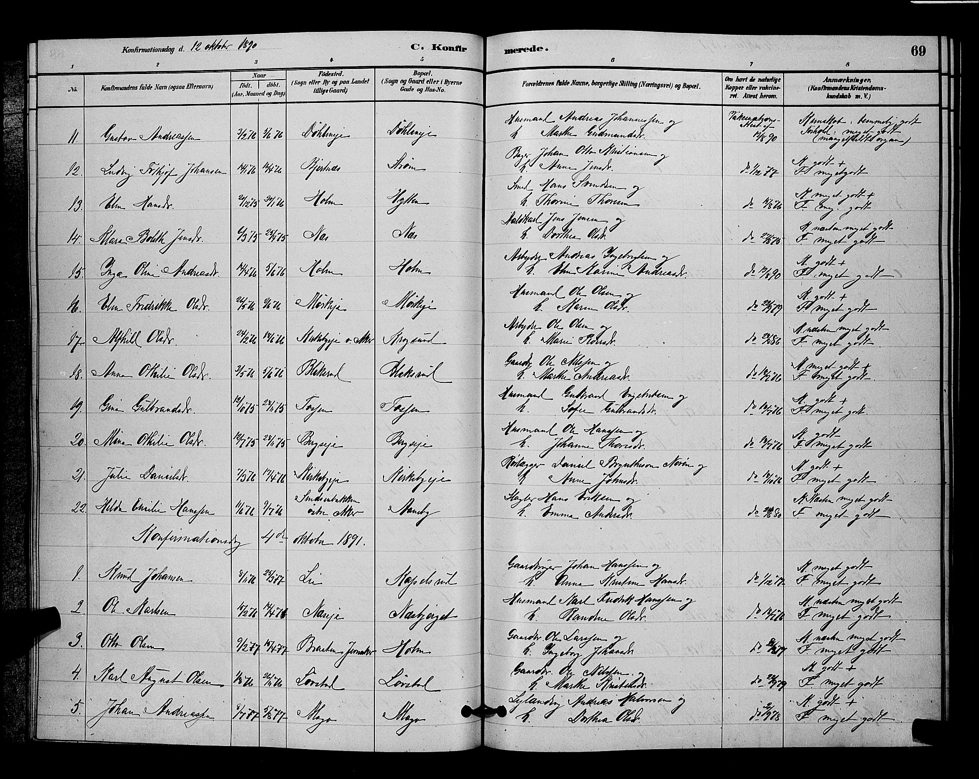 Nittedal prestekontor Kirkebøker, AV/SAO-A-10365a/G/Gb/L0002: Parish register (copy) no. II 2, 1879-1901, p. 69