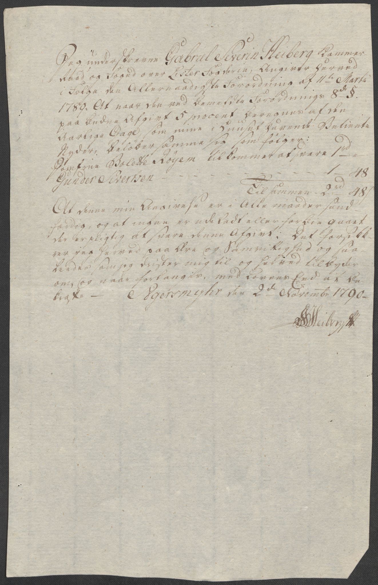 Rentekammeret inntil 1814, Reviderte regnskaper, Mindre regnskaper, AV/RA-EA-4068/Rf/Rfe/L0021: Larvik grevskap, Lista fogderi, 1789, p. 243