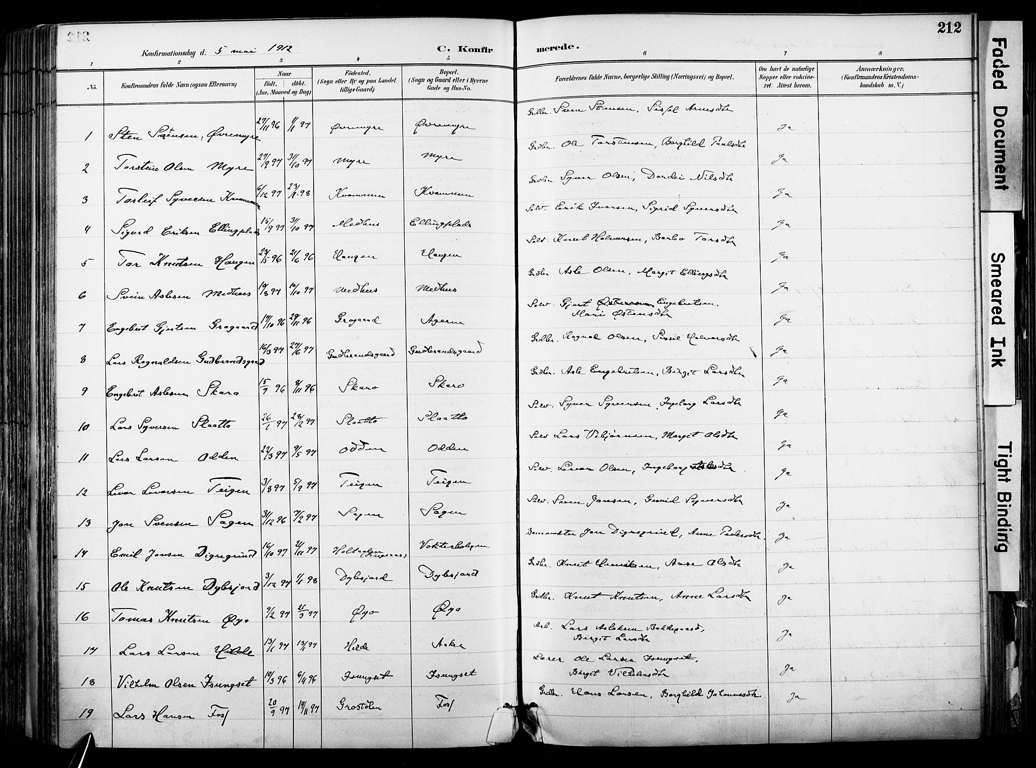 Hol kirkebøker, AV/SAKO-A-227/F/Fa/L0003: Parish register (official) no. I 3, 1887-1918, p. 212