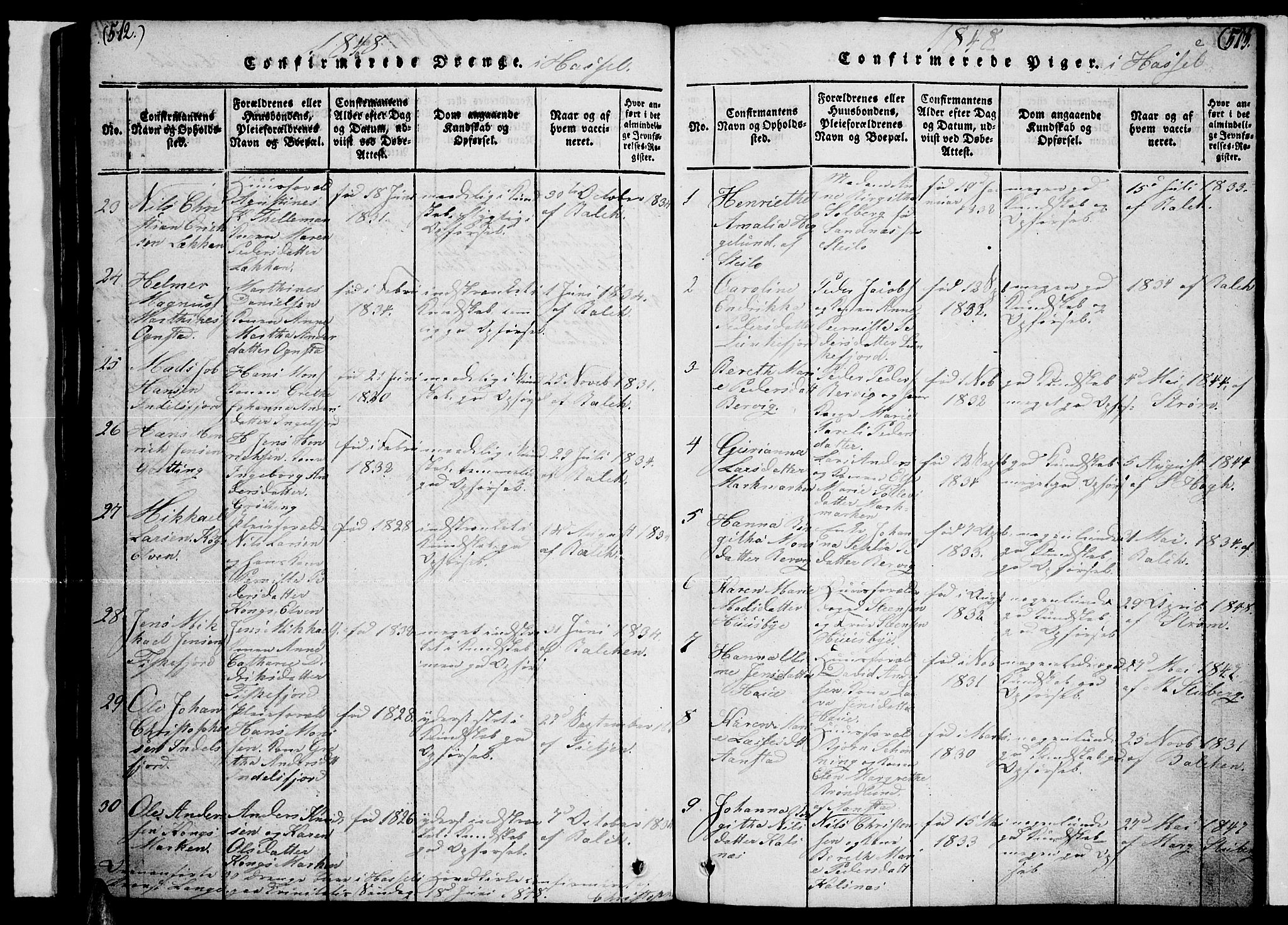 Ministerialprotokoller, klokkerbøker og fødselsregistre - Nordland, AV/SAT-A-1459/888/L1263: Parish register (copy) no. 888C02 /1, 1820-1850, p. 512-513