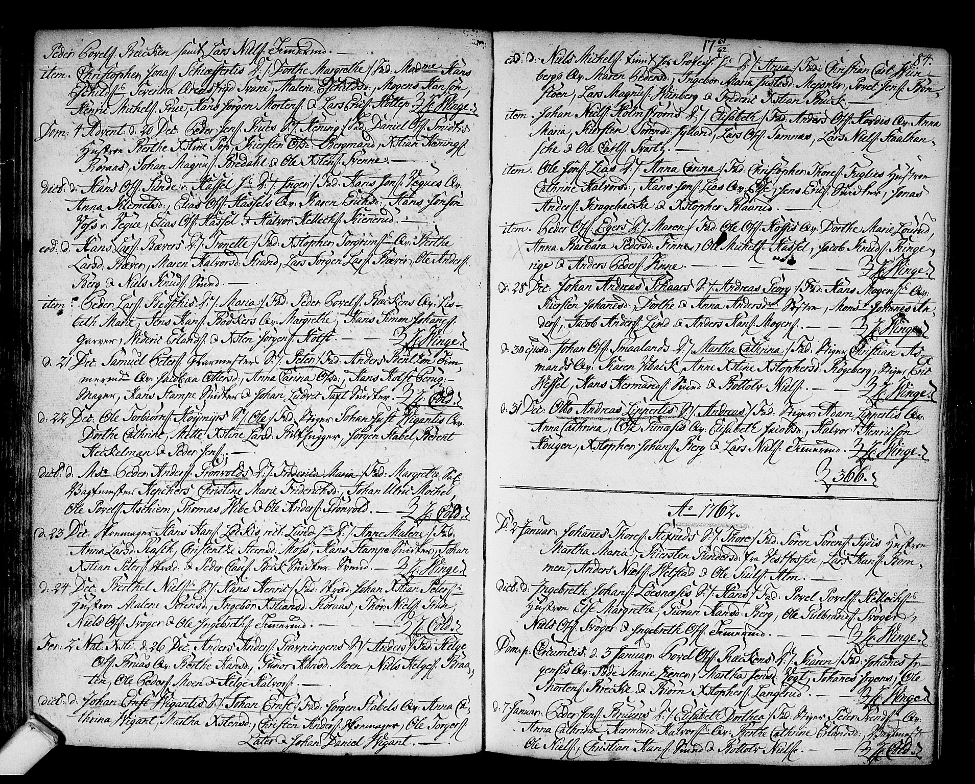 Kongsberg kirkebøker, SAKO/A-22/F/Fa/L0004: Parish register (official) no. I 4, 1756-1768, p. 84