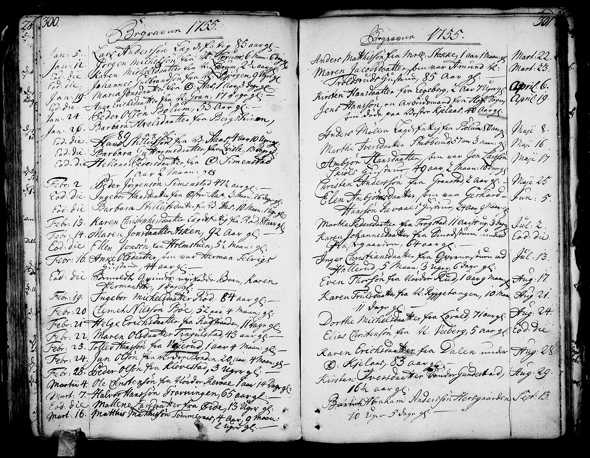 Sande Kirkebøker, AV/SAKO-A-53/F/Fa/L0001: Parish register (official) no. 1, 1753-1803, p. 300-301