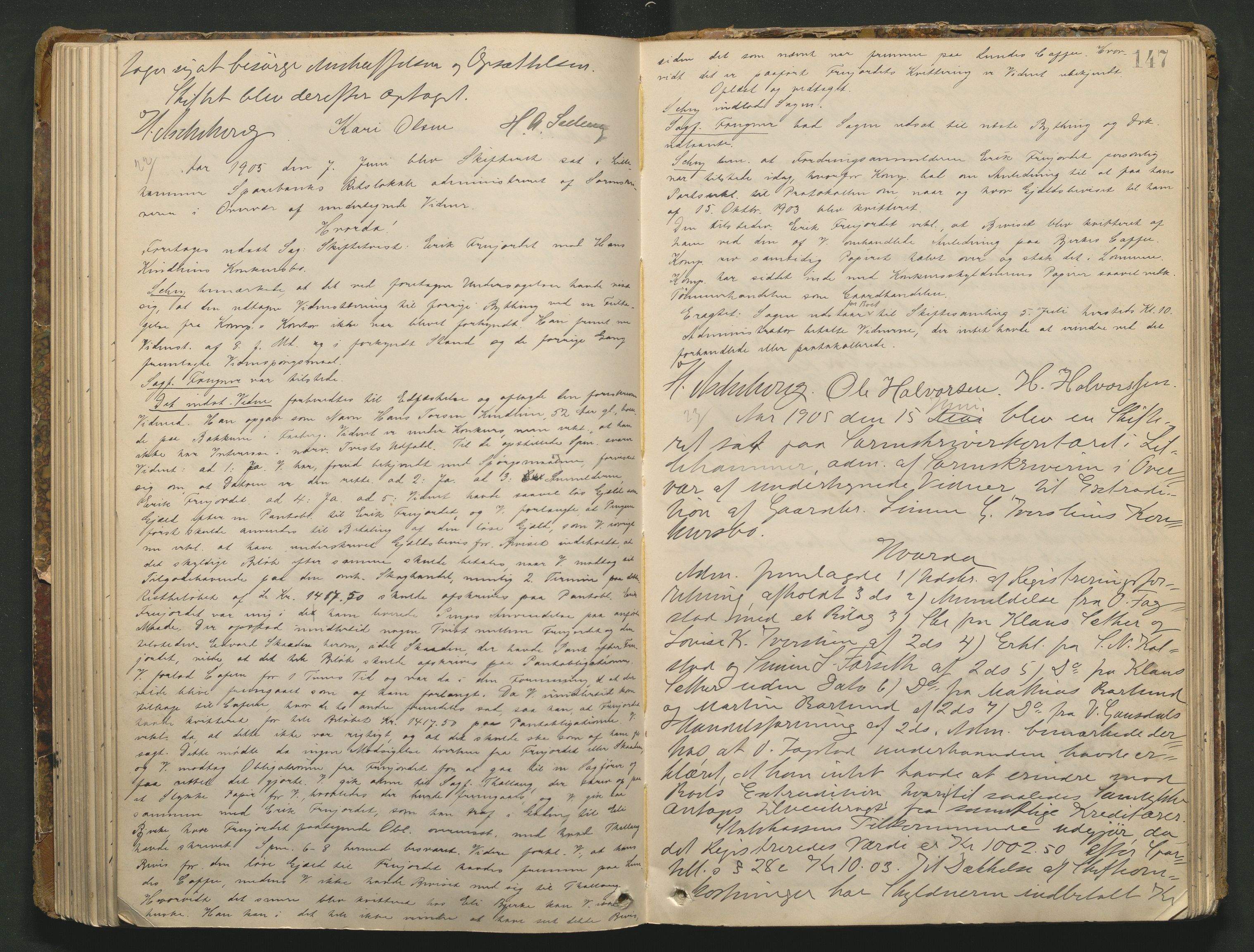 Sør-Gudbrandsdal tingrett, AV/SAH-TING-004/J/Ja/Jad/L0001: Skifteforhandlingsprotokoll - Fåberg og Gausdal, 1899-1911, p. 146b-147a