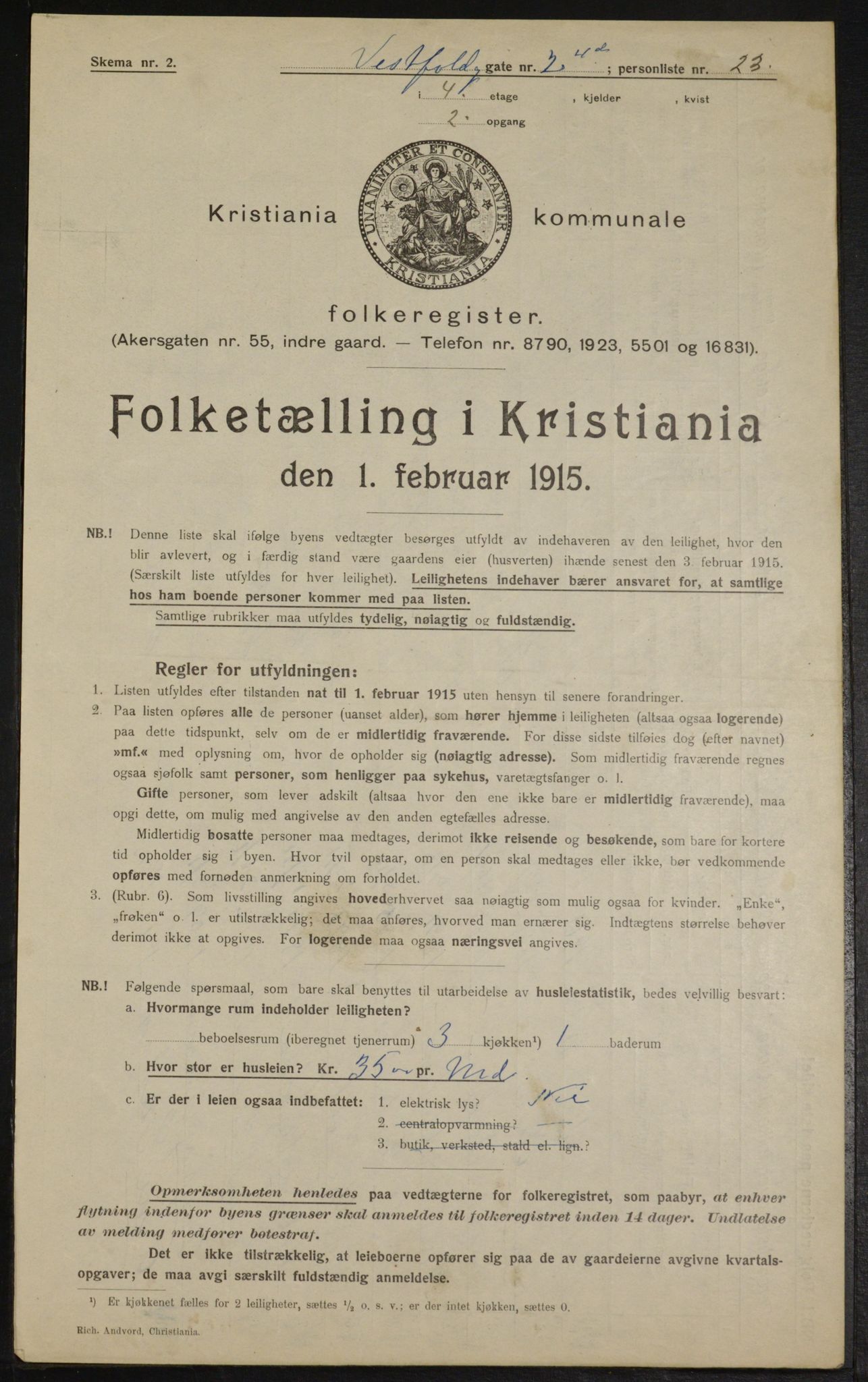 OBA, Municipal Census 1915 for Kristiania, 1915, p. 123032