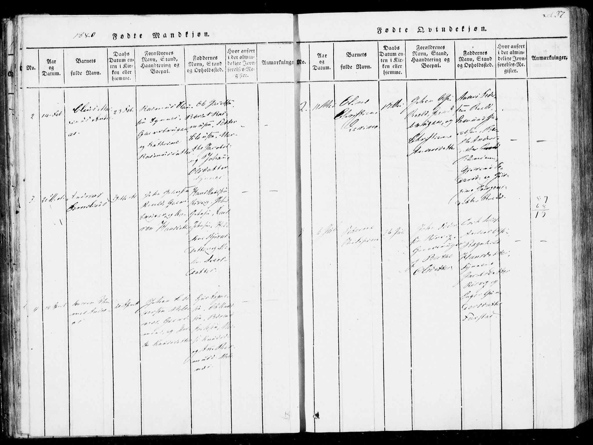 Ministerialprotokoller, klokkerbøker og fødselsregistre - Møre og Romsdal, SAT/A-1454/537/L0517: Parish register (official) no. 537A01, 1818-1862, p. 37