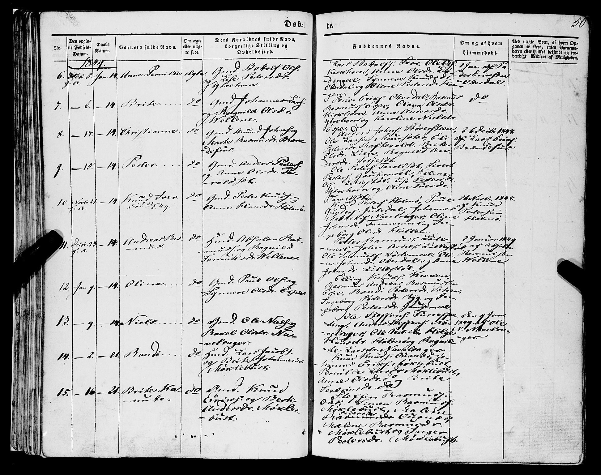 Eid sokneprestembete, SAB/A-82301/H/Haa/Haaa/L0007: Parish register (official) no. A 7, 1844-1858, p. 50