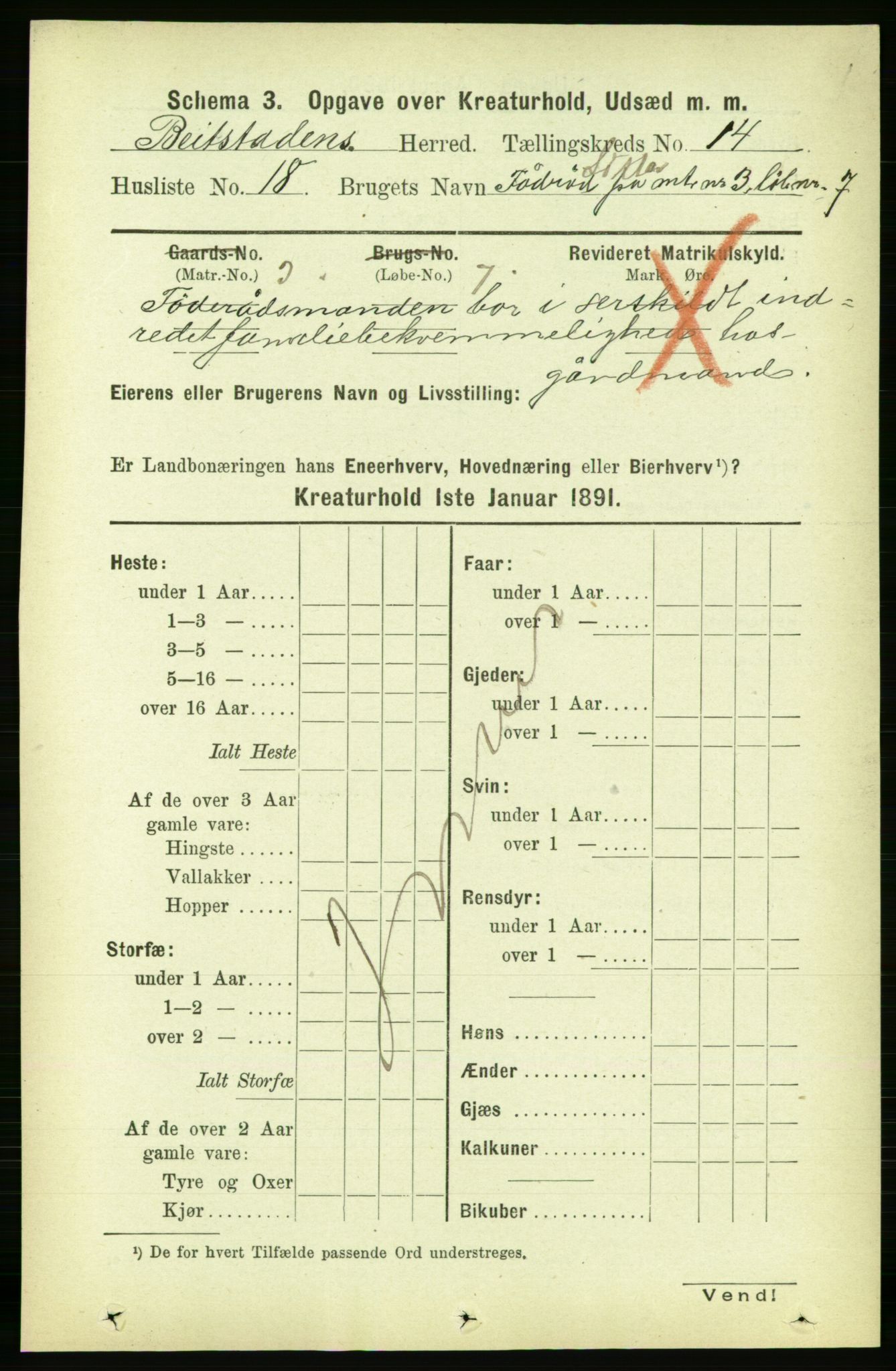 RA, 1891 census for 1727 Beitstad, 1891, p. 6587