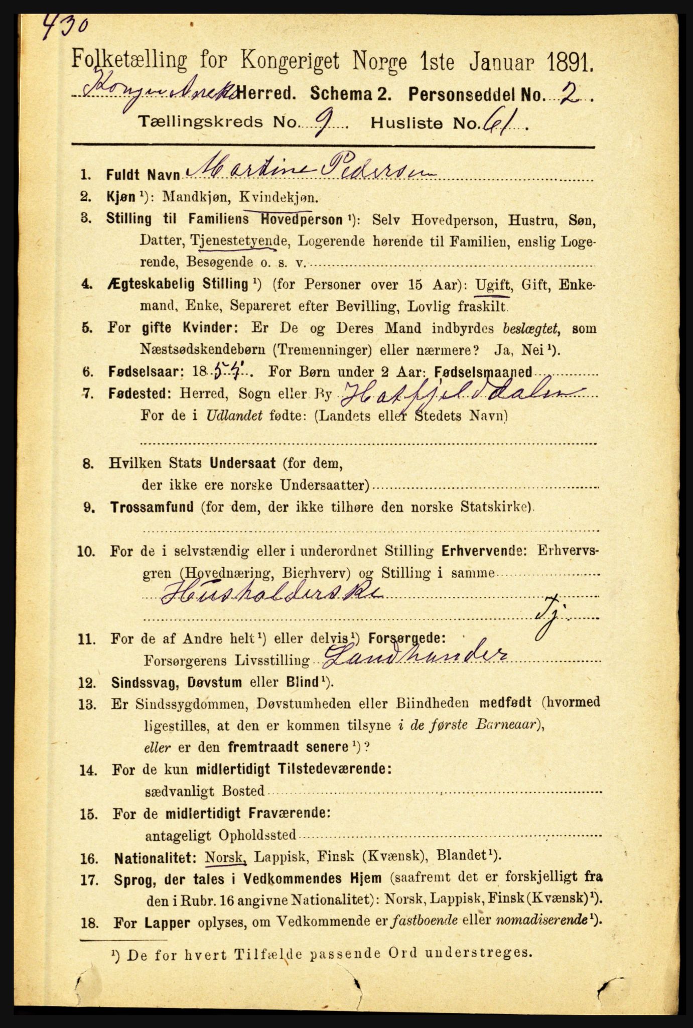 RA, 1891 census for 1832 Hemnes, 1891, p. 4728