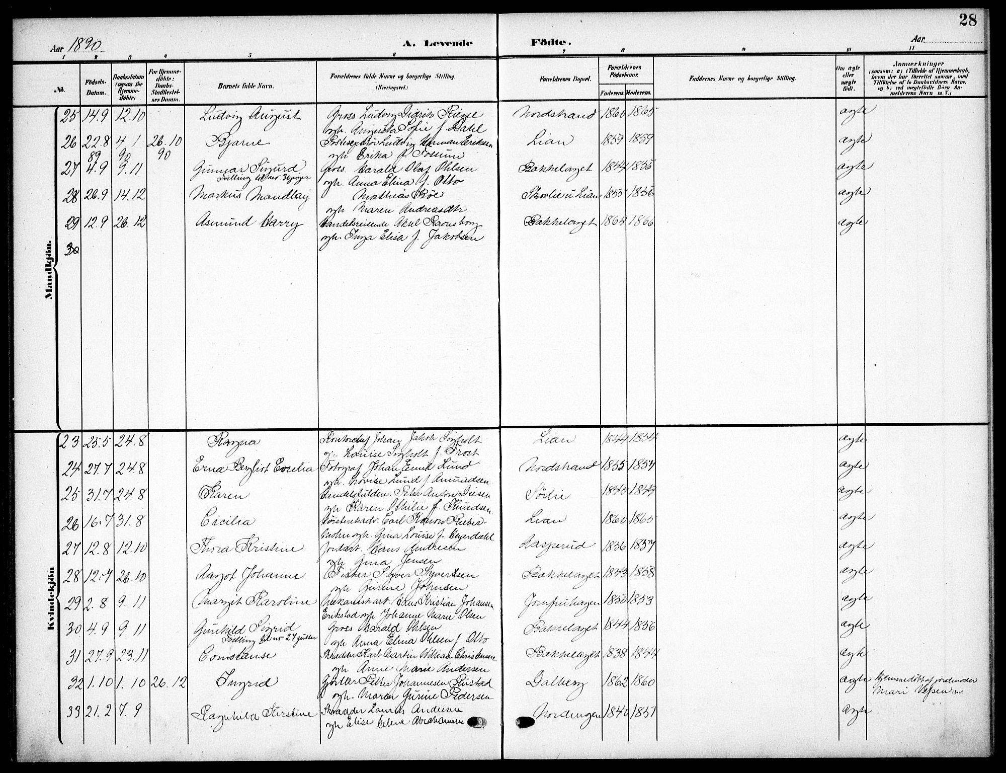 Nordstrand prestekontor Kirkebøker, AV/SAO-A-10362a/F/Fa/L0000: Parish register (official) no.  0, 1881-1900, p. 28