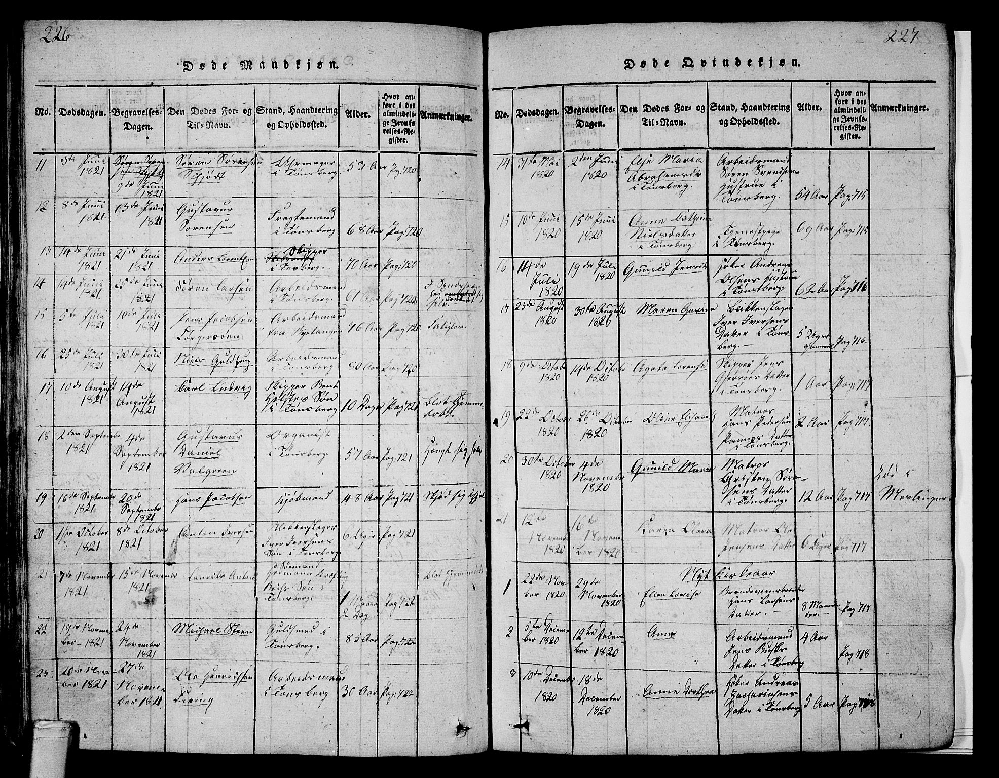 Tønsberg kirkebøker, SAKO/A-330/G/Ga/L0001: Parish register (copy) no. 1, 1813-1826, p. 226-227