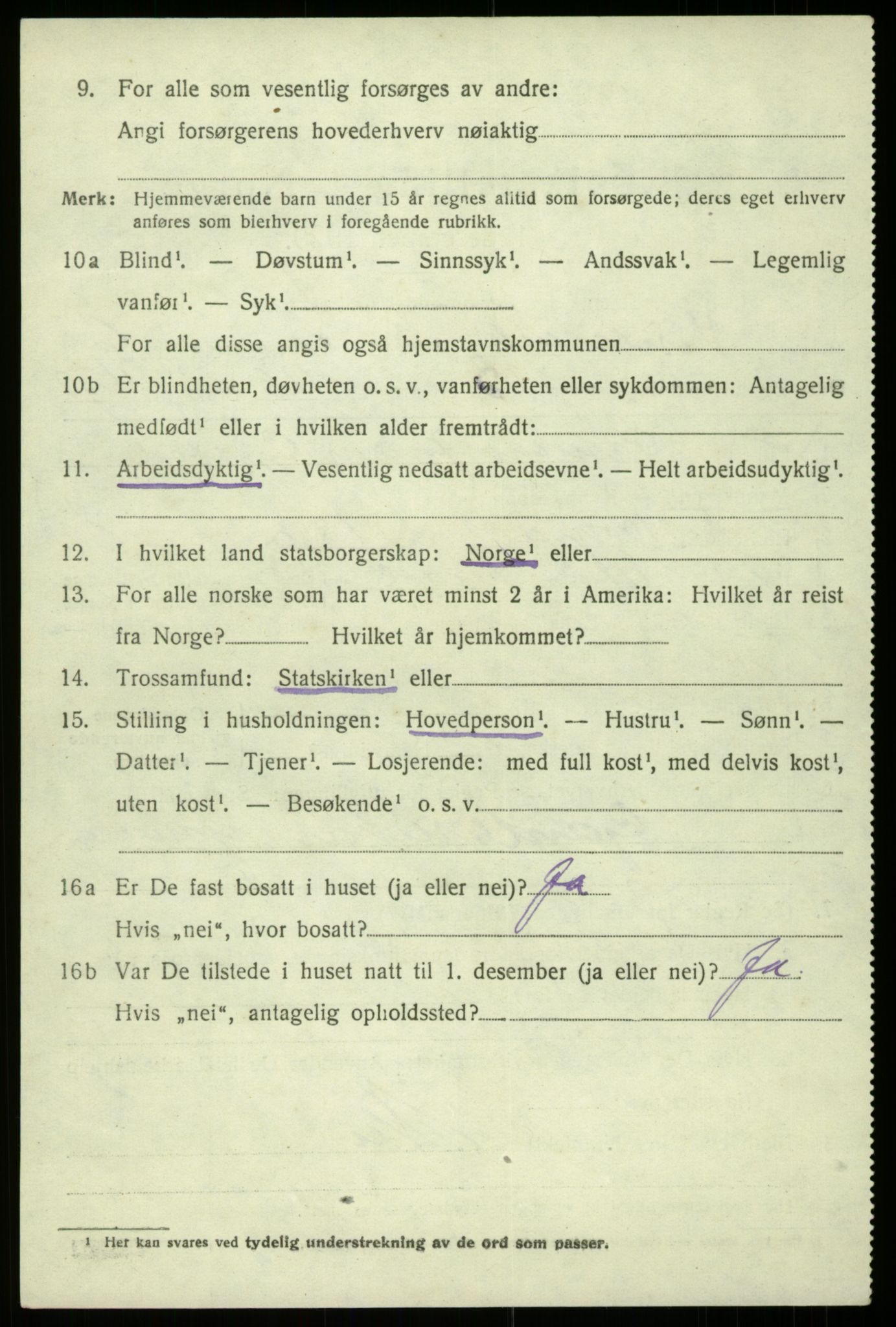 SAB, 1920 census for Kinsarvik, 1920, p. 3147