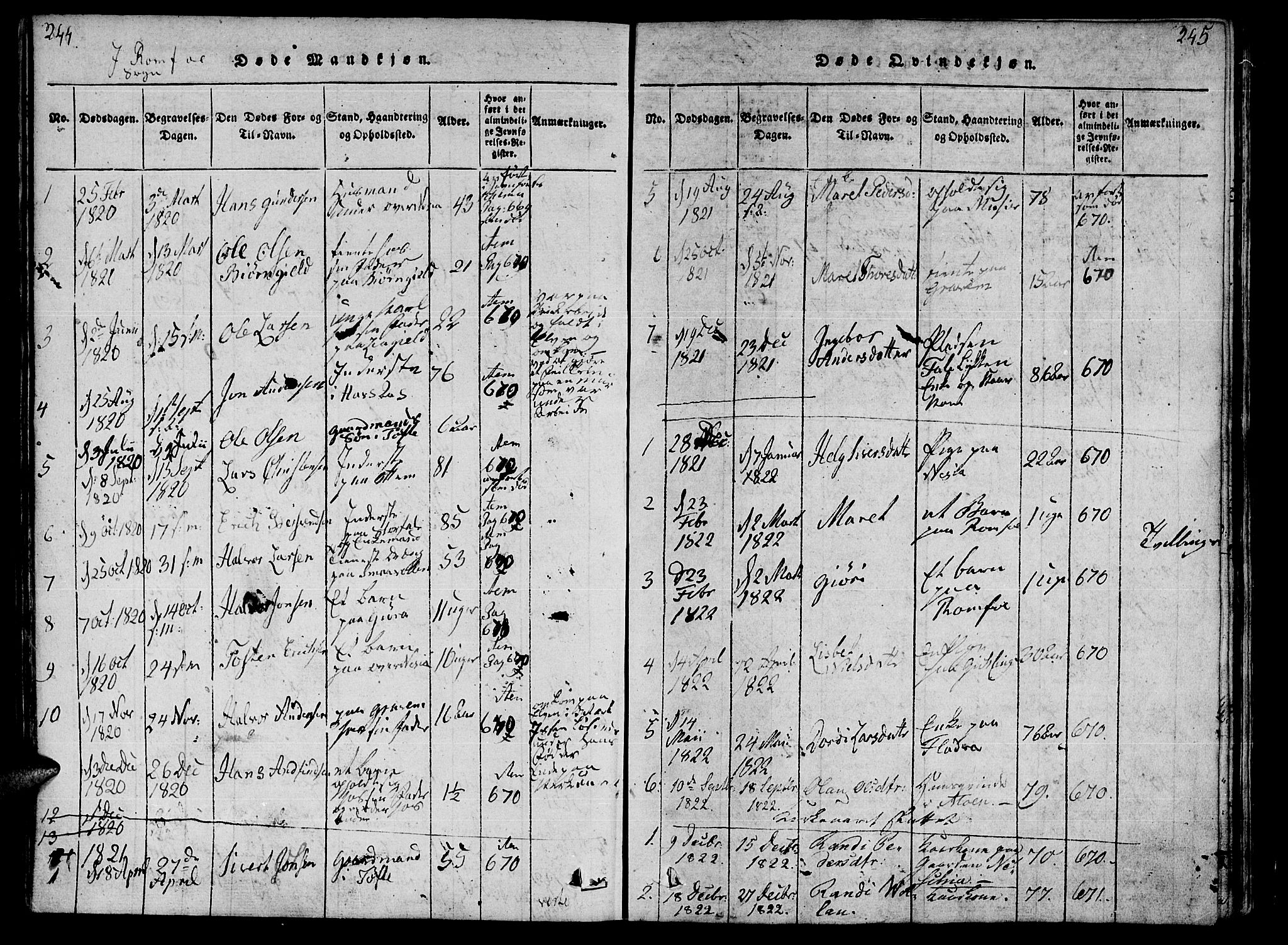 Ministerialprotokoller, klokkerbøker og fødselsregistre - Møre og Romsdal, SAT/A-1454/590/L1010: Parish register (official) no. 590A03 /2, 1820-1832, p. 244-245
