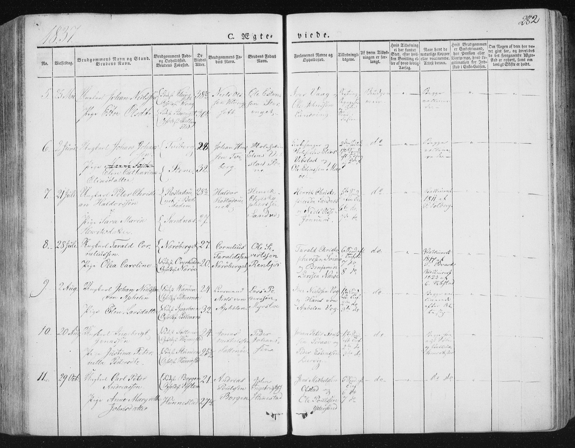 Ministerialprotokoller, klokkerbøker og fødselsregistre - Nord-Trøndelag, SAT/A-1458/784/L0669: Parish register (official) no. 784A04, 1829-1859, p. 282