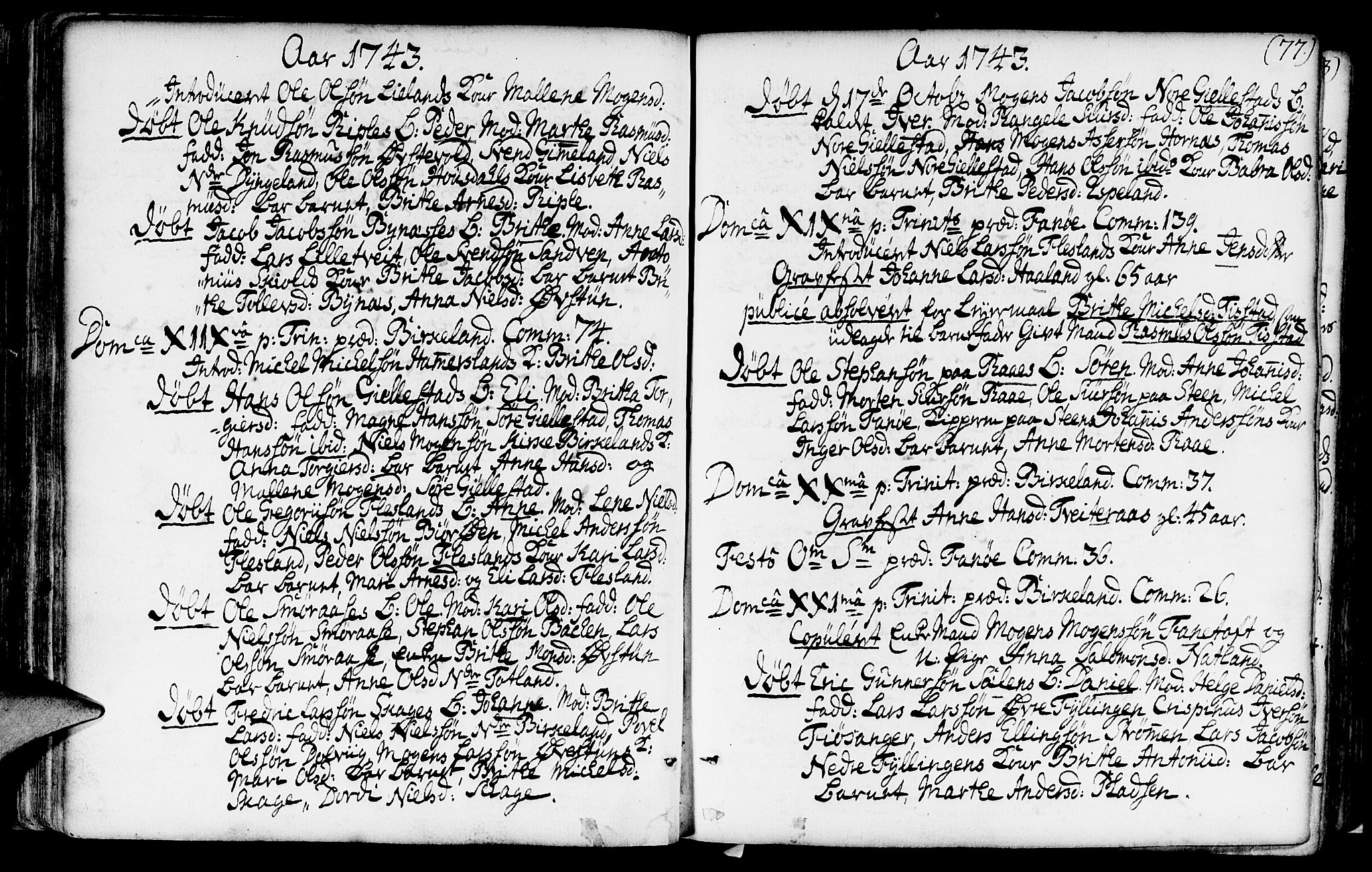 Fana Sokneprestembete, AV/SAB-A-75101/H/Haa/Haaa/L0003: Parish register (official) no. A 3, 1736-1757, p. 77