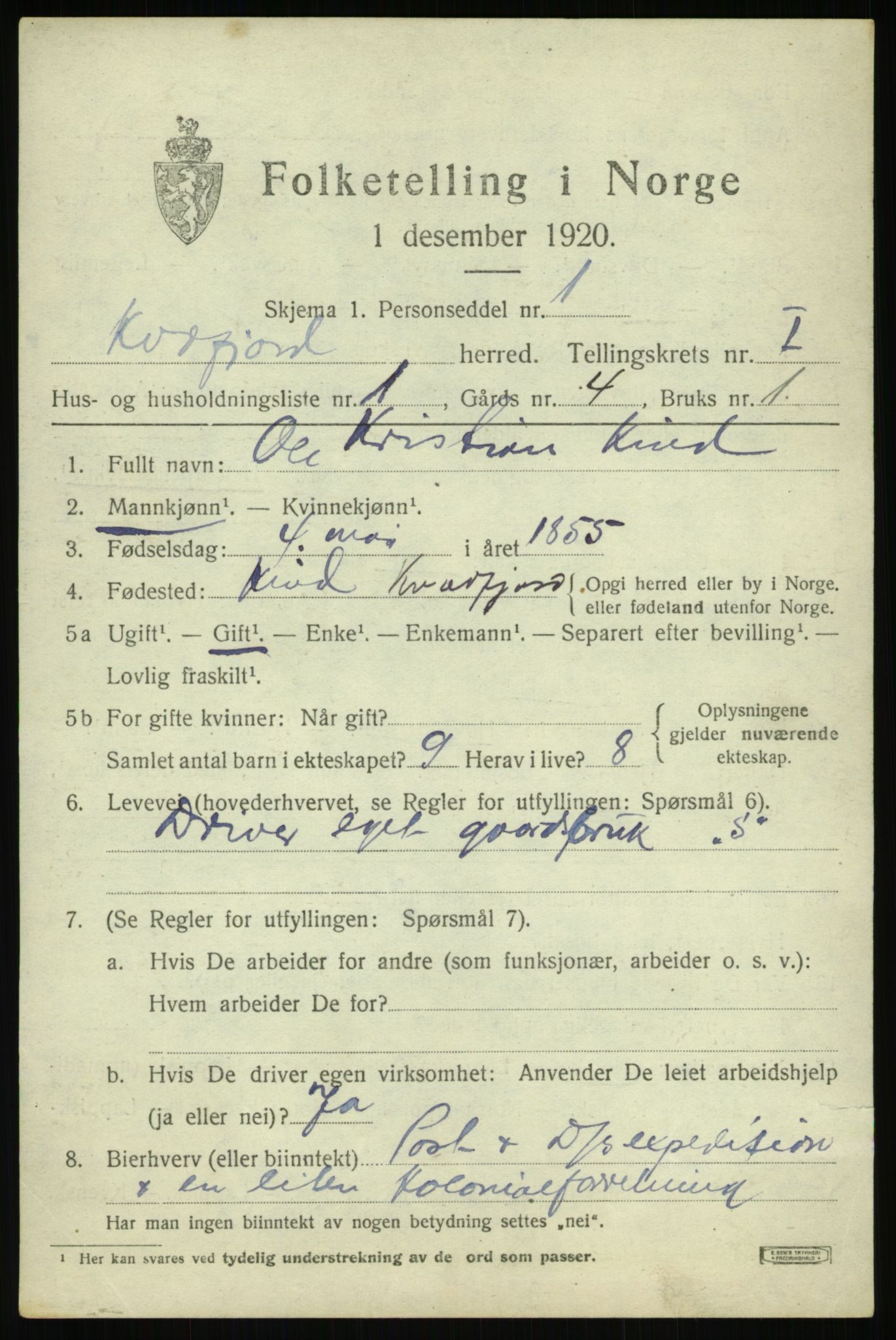 SATØ, 1920 census for Kvæfjord, 1920, p. 1175