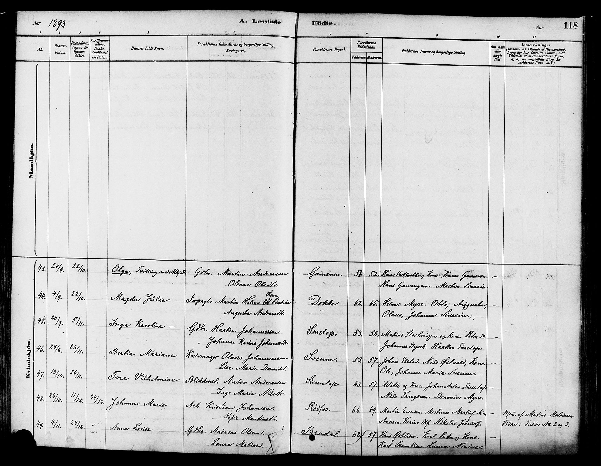 Vestre Toten prestekontor, SAH/PREST-108/H/Ha/Haa/L0009: Parish register (official) no. 9, 1878-1894, p. 118