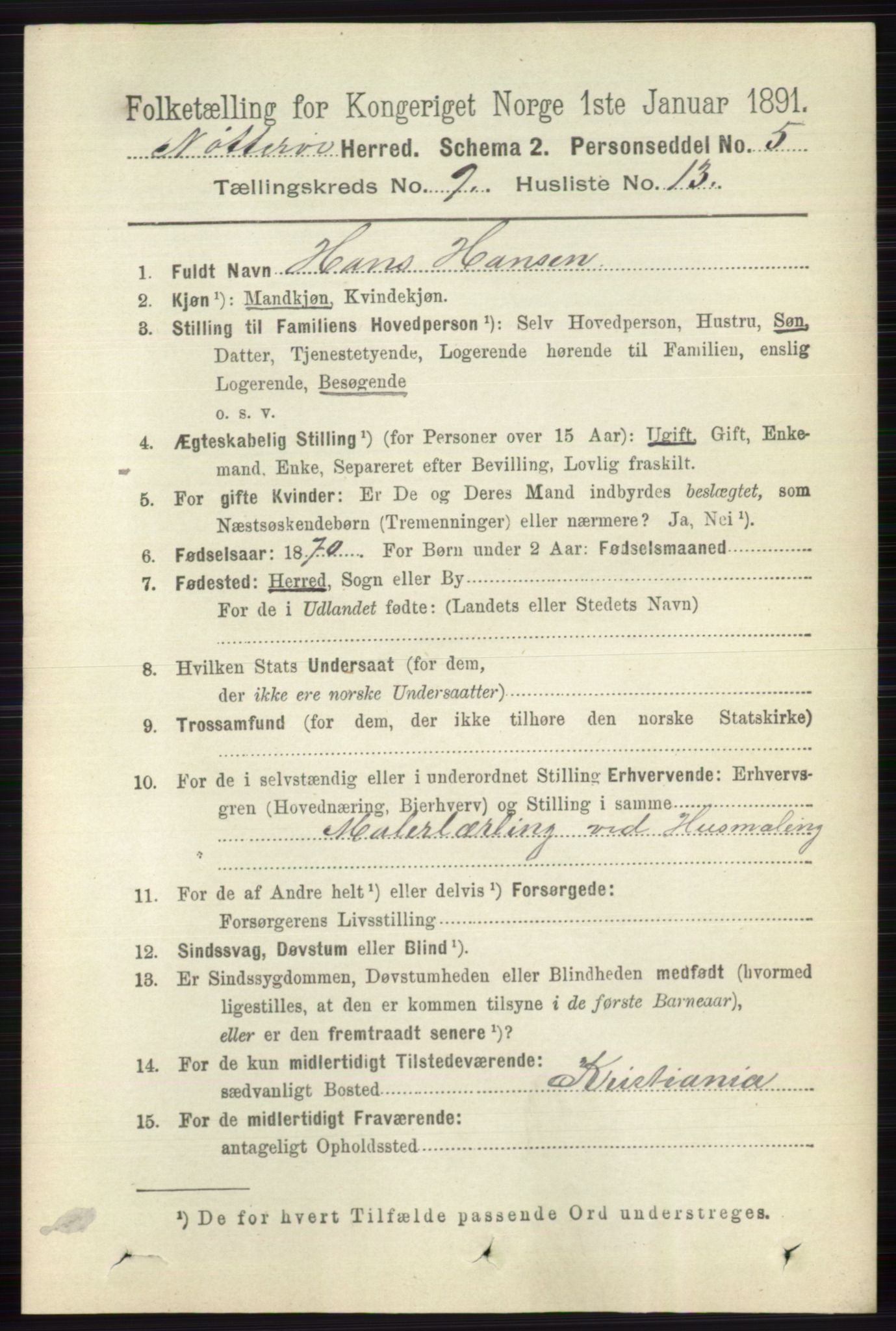 RA, 1891 census for 0722 Nøtterøy, 1891, p. 4641