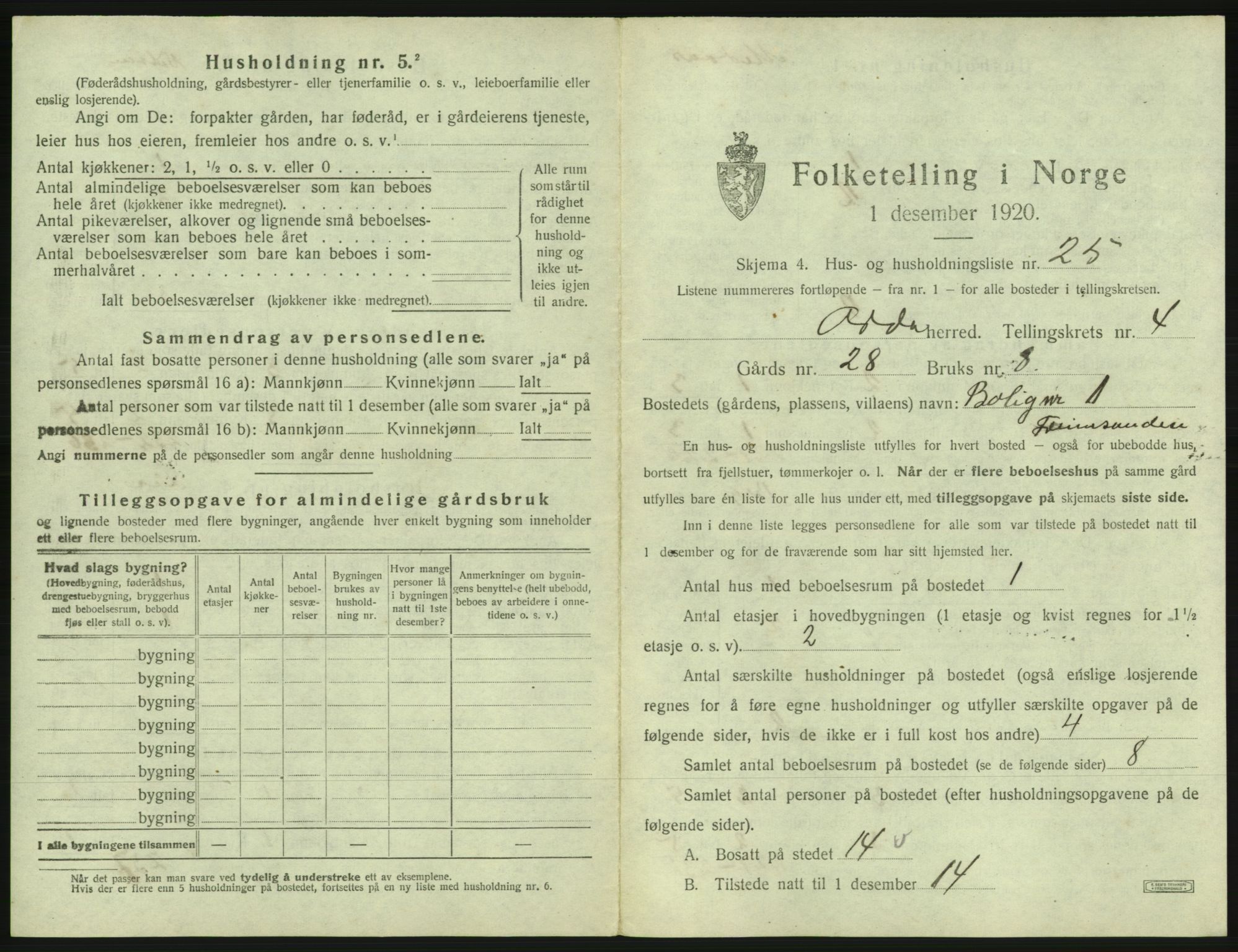SAB, 1920 census for Odda, 1920, p. 342