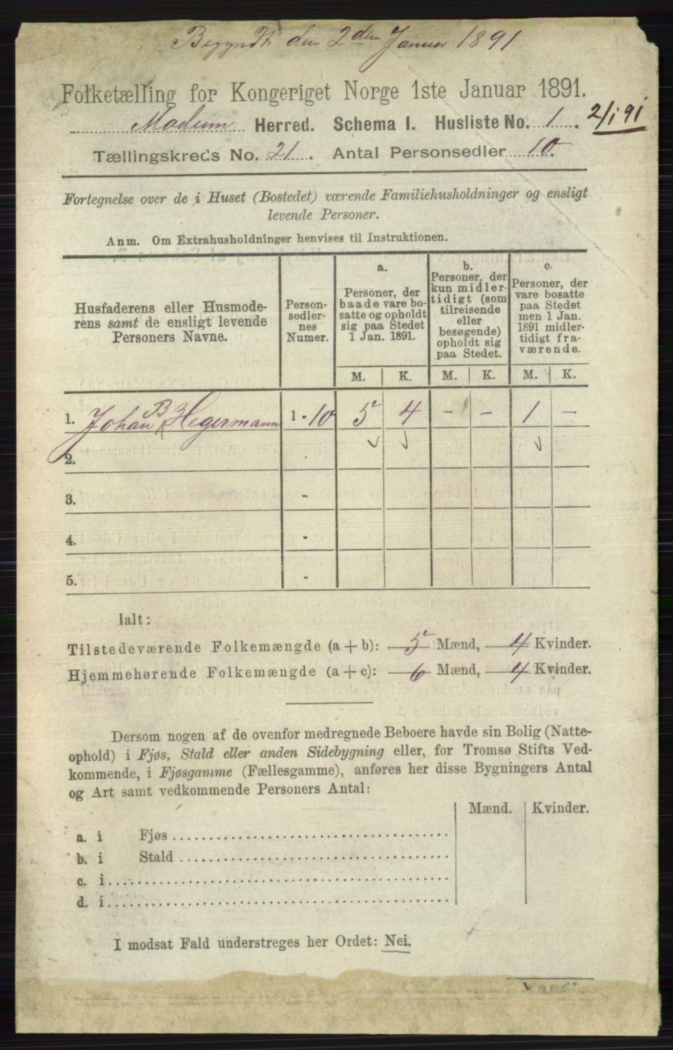 RA, 1891 census for 0623 Modum, 1891, p. 8063