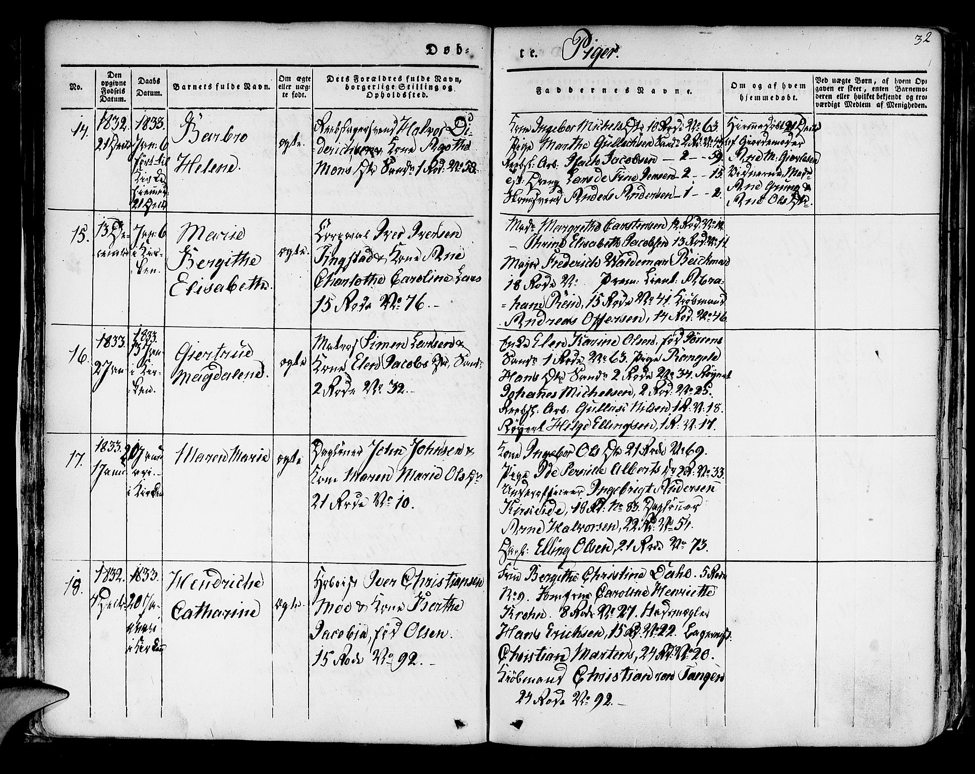 Korskirken sokneprestembete, AV/SAB-A-76101/H/Hab: Parish register (copy) no. A 5I, 1831-1844, p. 32