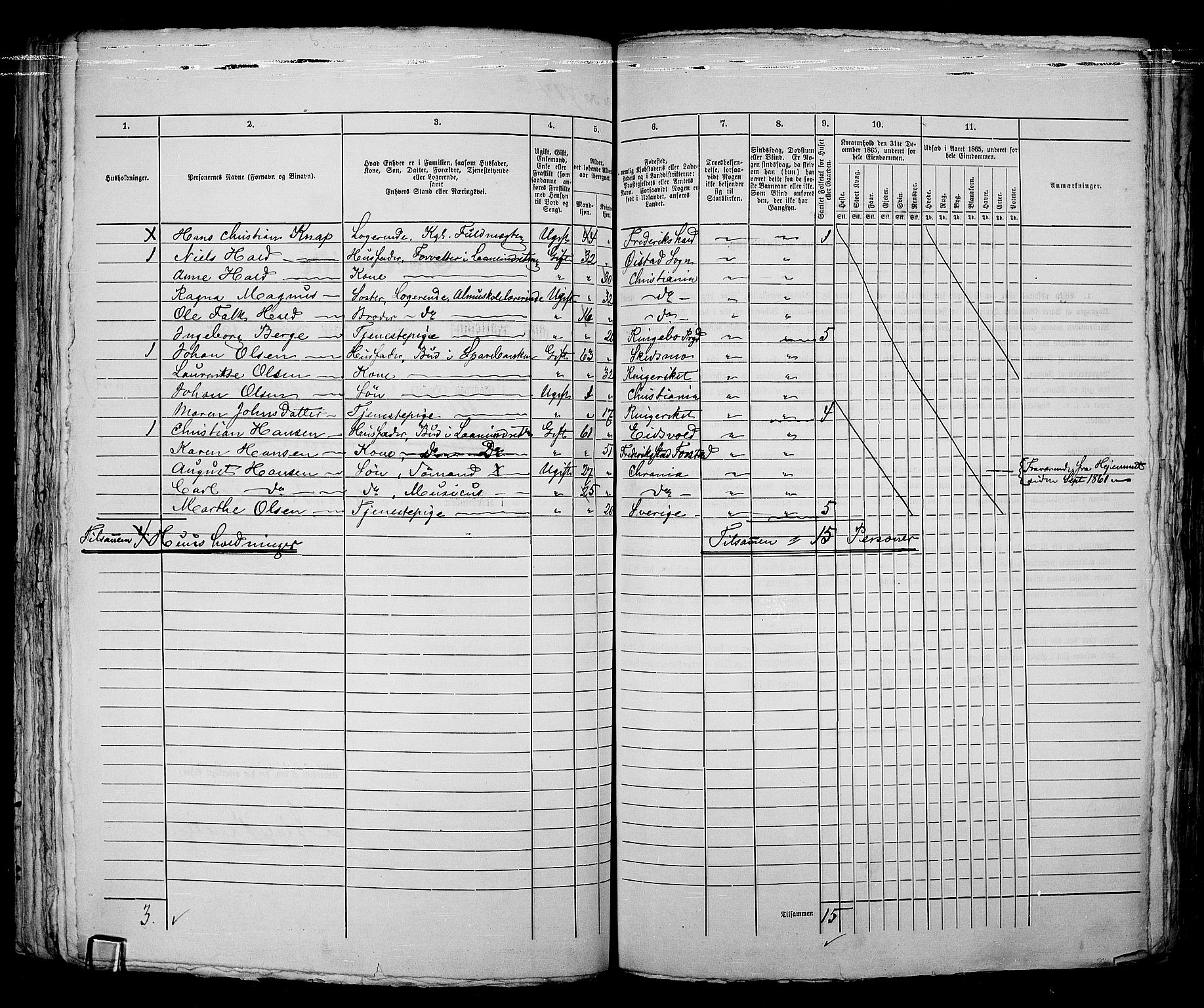 RA, 1865 census for Kristiania, 1865, p. 1848