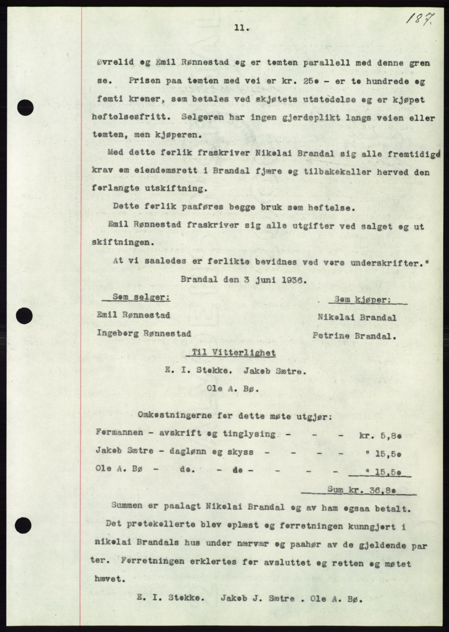 Søre Sunnmøre sorenskriveri, AV/SAT-A-4122/1/2/2C/L0062: Mortgage book no. 56, 1936-1937, Diary no: : 58/1937